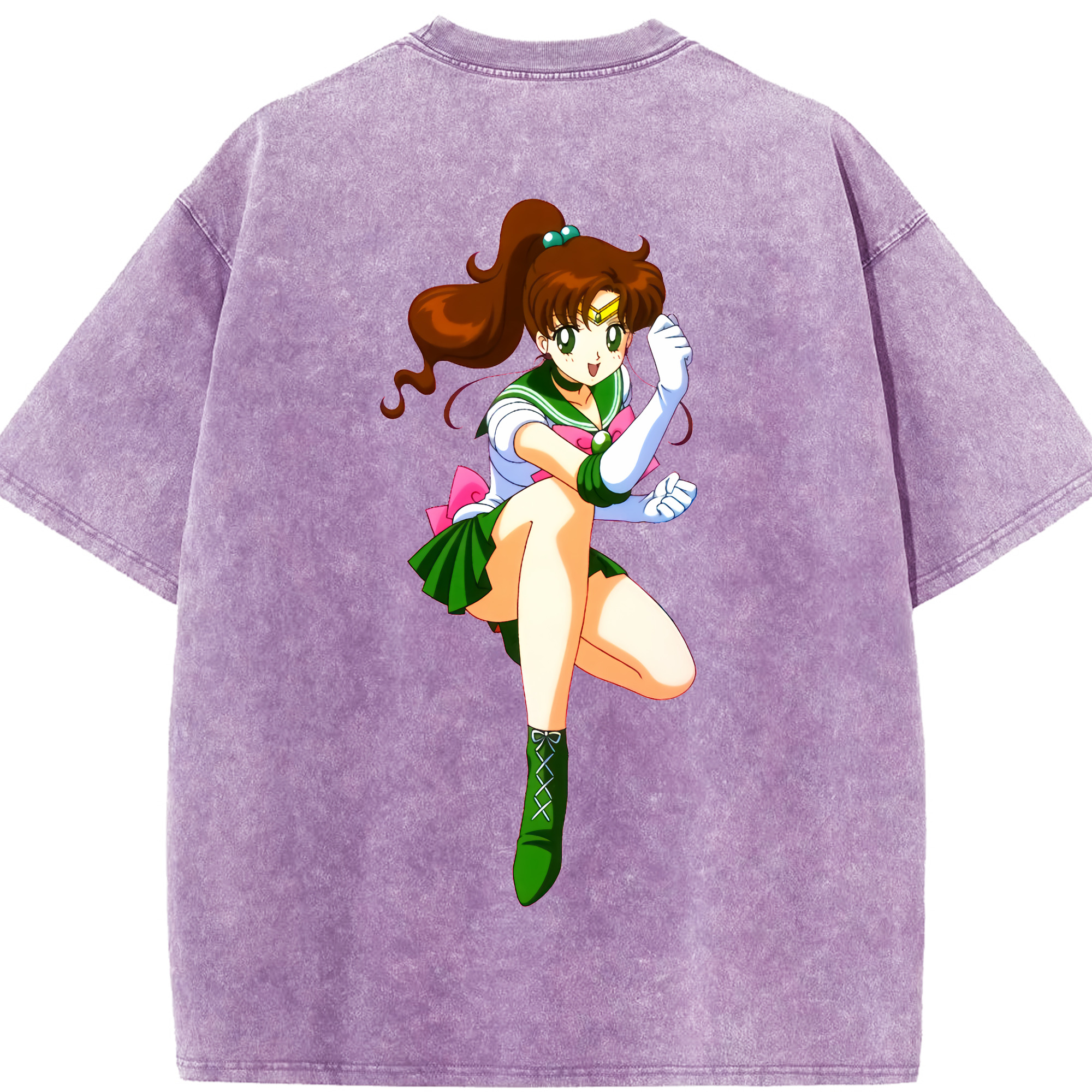 （画像用） 美少女戦士セーラームーン 木野 まこと きの まこと Sailor Moon Kino Makoto （セーラージュピター；Sailor Jupiter） 綿100% ヴィンテージ風 半袖Tシャツ（背面プリント）