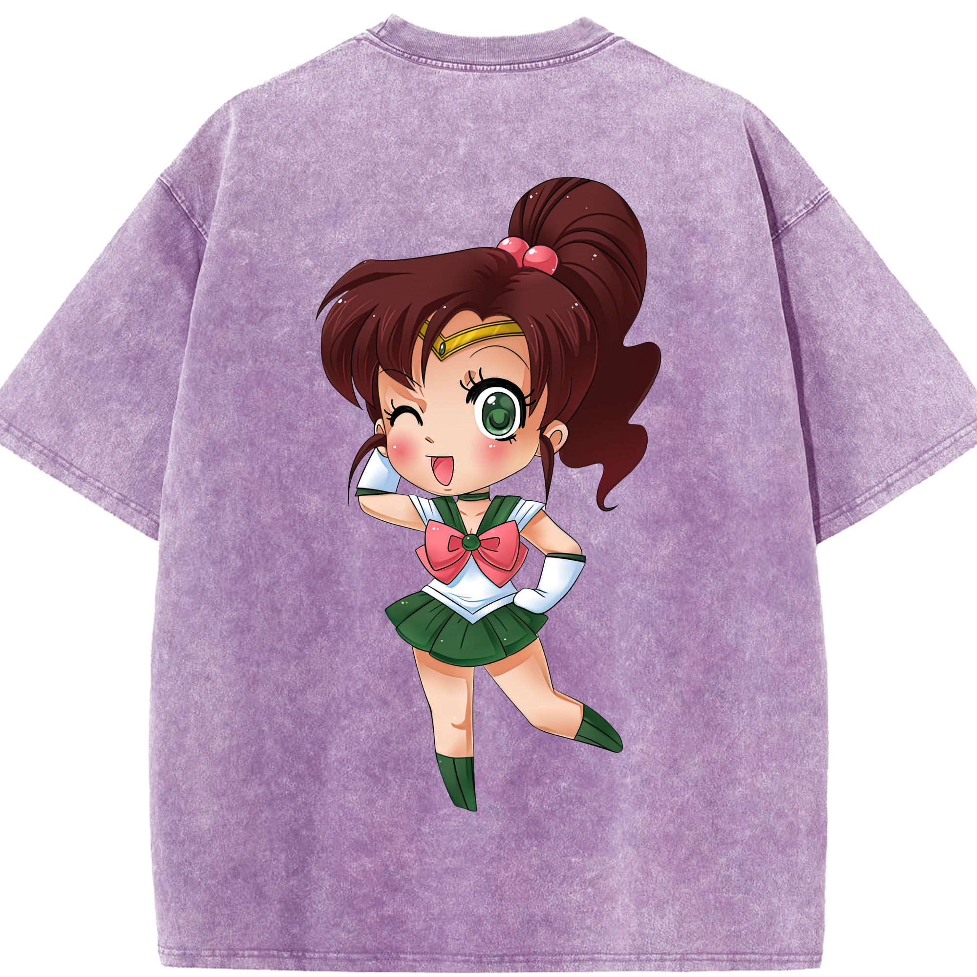 （画像用） 美少女戦士セーラームーン 木野 まこと きの まこと Sailor Moon Kino Makoto （セーラージュピター；Sailor Jupiter） 綿100% ヴィンテージ風 半袖Tシャツ（背面プリント）