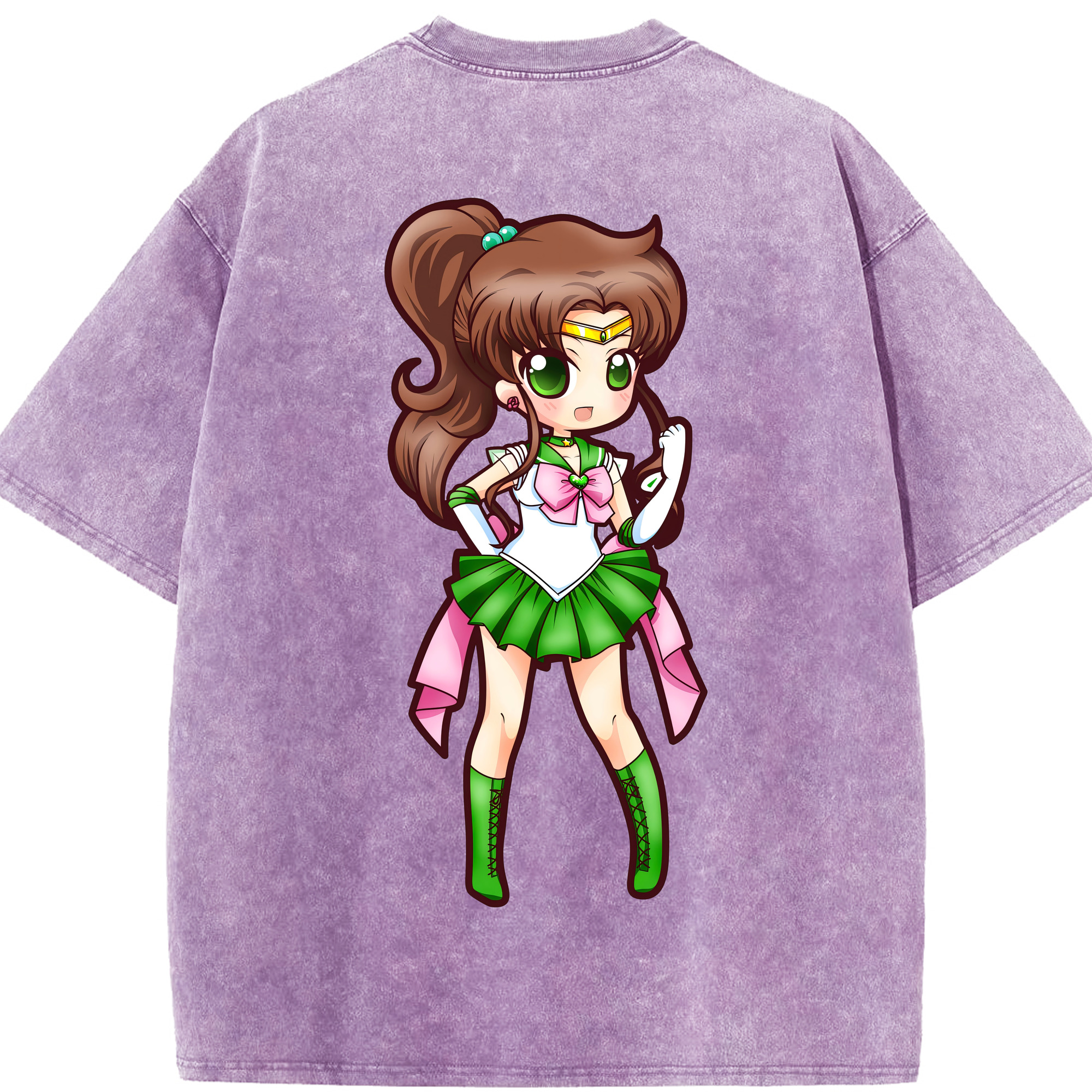 （画像用） 美少女戦士セーラームーン 木野 まこと きの まこと Sailor Moon Kino Makoto （セーラージュピター；Sailor Jupiter） 綿100% ヴィンテージ風 半袖Tシャツ（背面プリント）