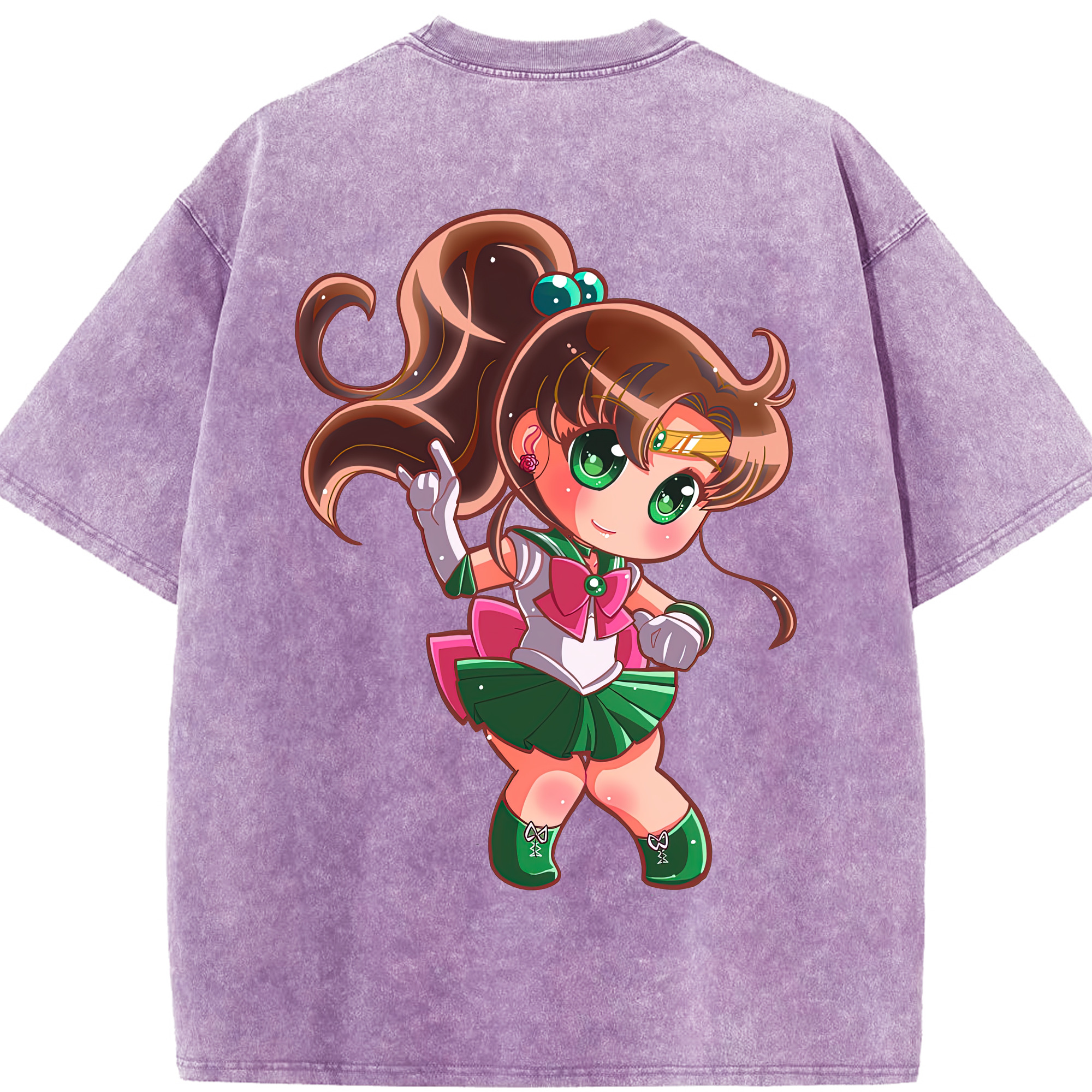 （画像用） 美少女戦士セーラームーン 木野 まこと きの まこと Sailor Moon Kino Makoto （セーラージュピター；Sailor Jupiter） 綿100% ヴィンテージ風 半袖Tシャツ（背面プリント）