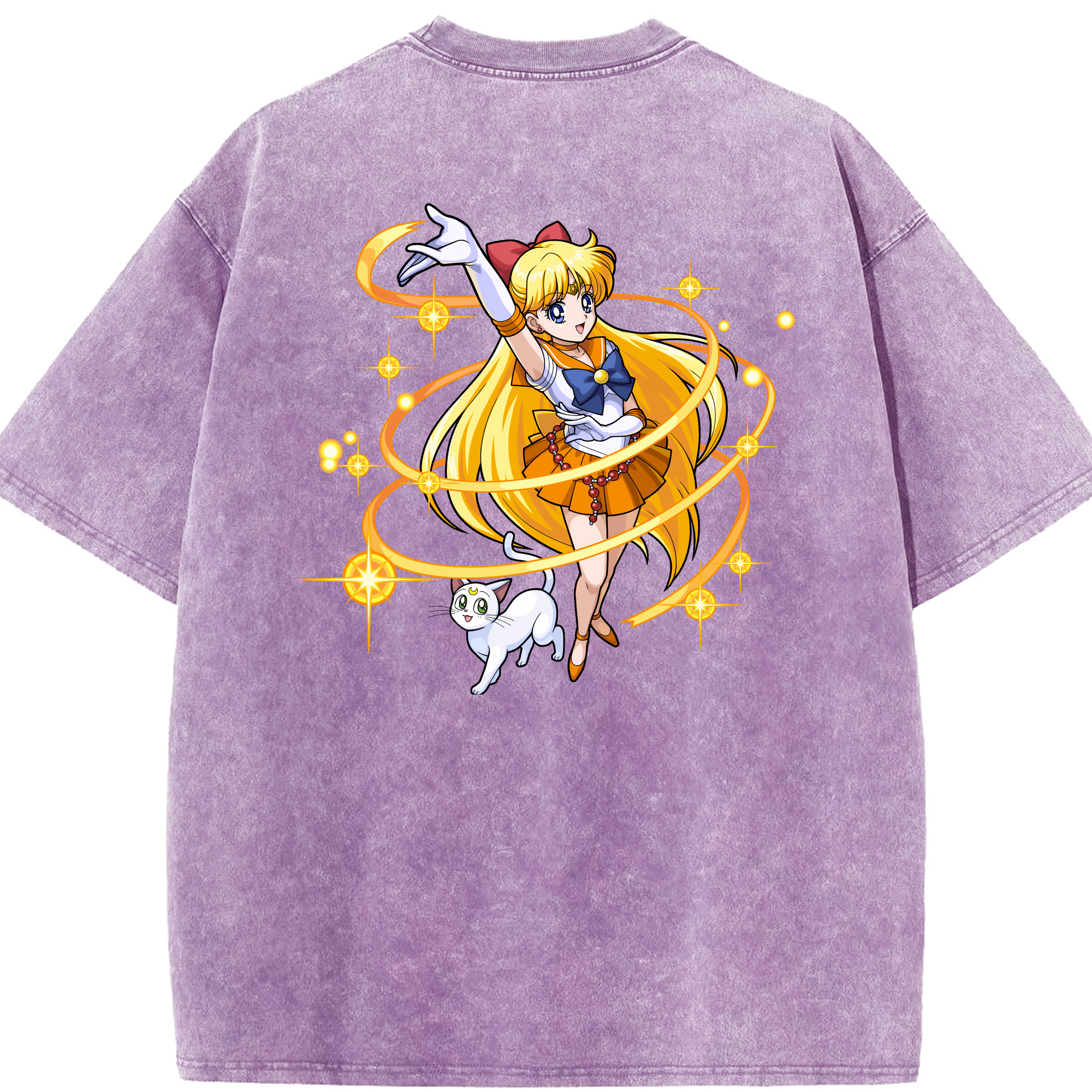 （画像用） 美少女戦士セーラームーン 愛野 美奈子 あいの みなこ Sailor Moon Aino Minako 綿100% ヴィンテージ風 半袖Tシャツ（背面プリント）