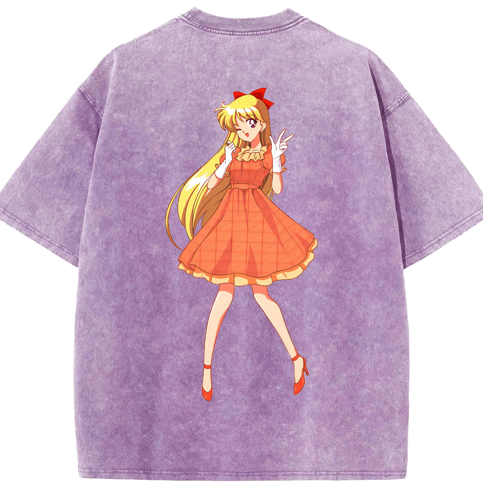 （画像用） 美少女戦士セーラームーン 愛野 美奈子 あいの みなこ Sailor Moon Aino Minako 綿100% ヴィンテージ風 半袖Tシャツ（背面プリント）