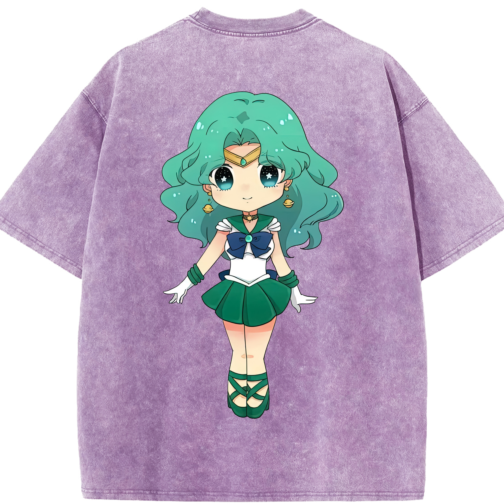 （画像用） 美少女戦士セーラームーン 海王 みちる（かいおう みちる） Sailor Moon Kaiou Michiru 綿100% ヴィンテージ風 半袖Tシャツ（背面プリント）