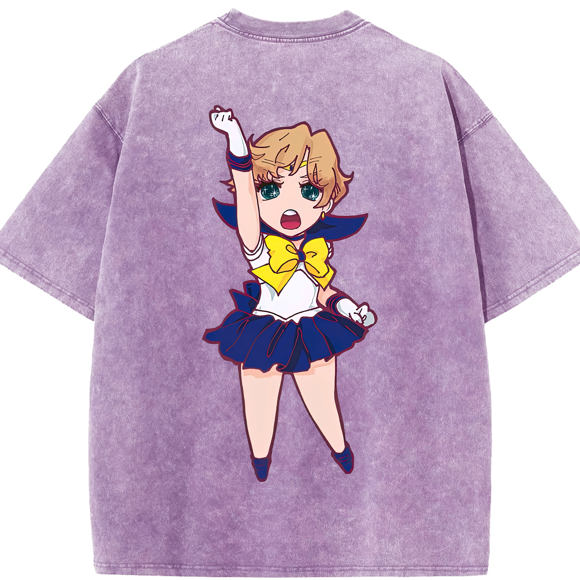 （画像用） 美少女戦士セーラームーン 天王はるか Sailor Moon Tenoh Haruka 綿100% ヴィンテージ風 半袖Tシャツ（背面プリント）