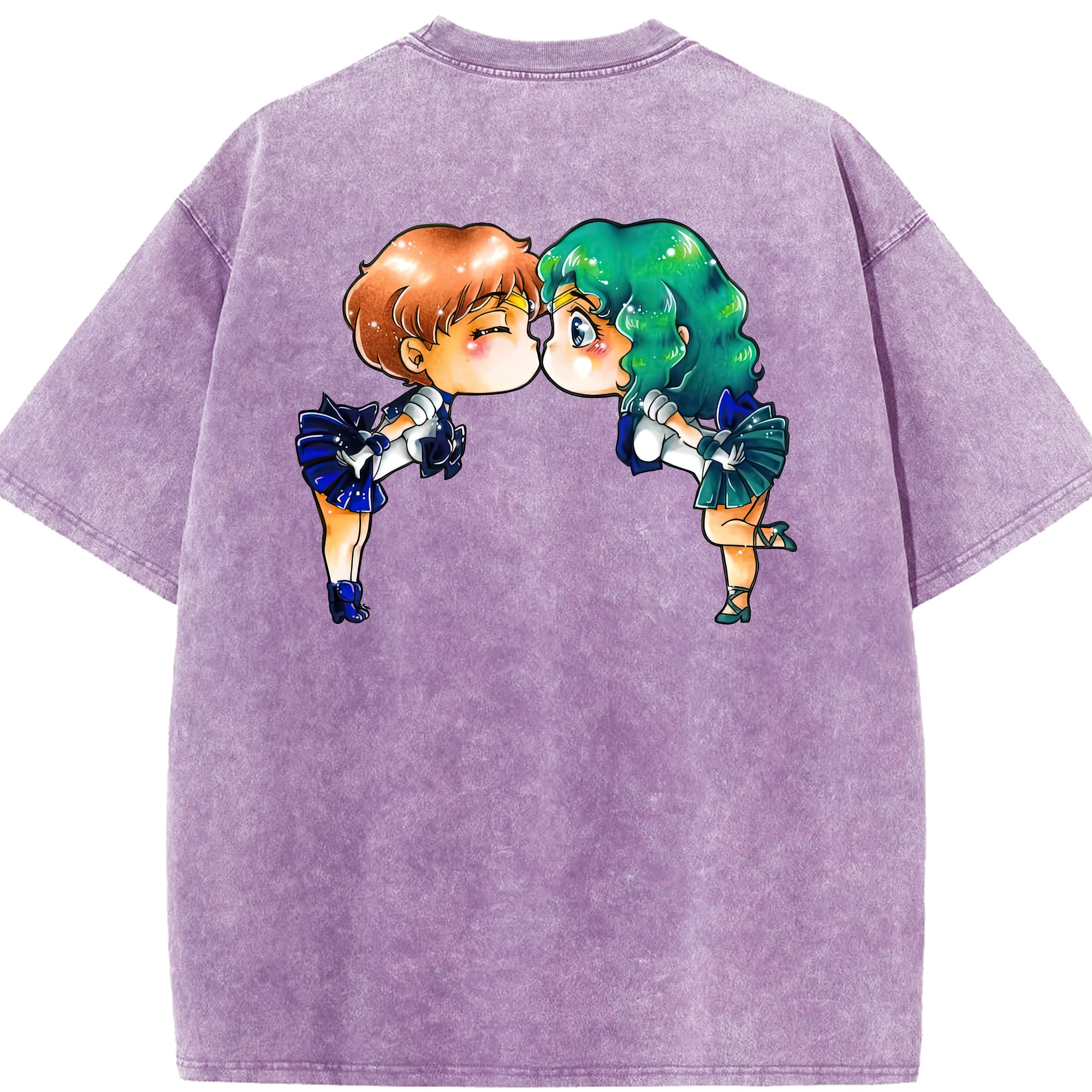 （画像用） 美少女戦士セーラームーン 天王はるか Sailor Moon Tenoh Haruka 綿100% ヴィンテージ風 半袖Tシャツ（背面プリント）