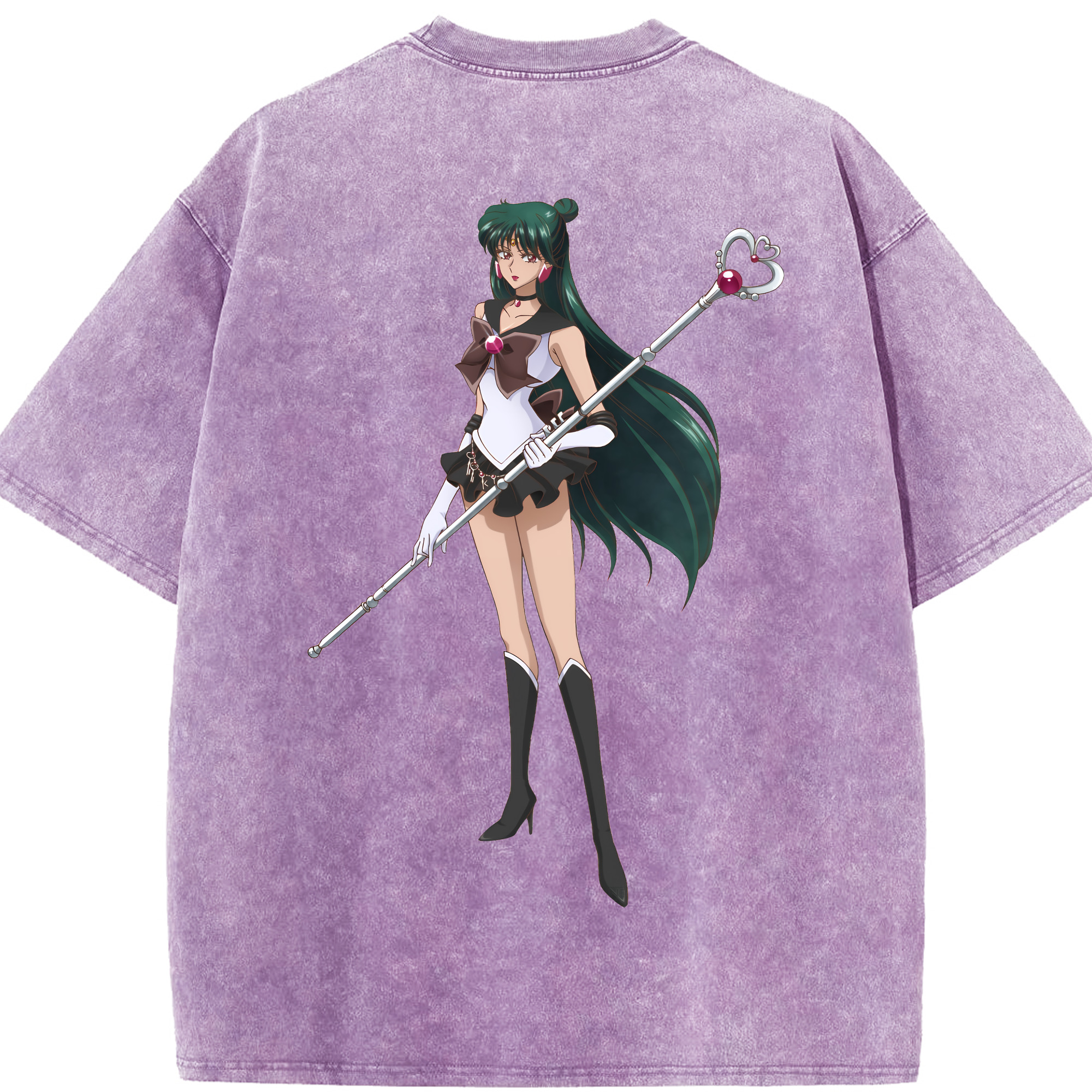 （画像用） 美少女戦士セーラームーン 冥王せつな Sailor Moon Meiou Setsuna 綿100% ヴィンテージ風 半袖Tシャツ（背面プリント）