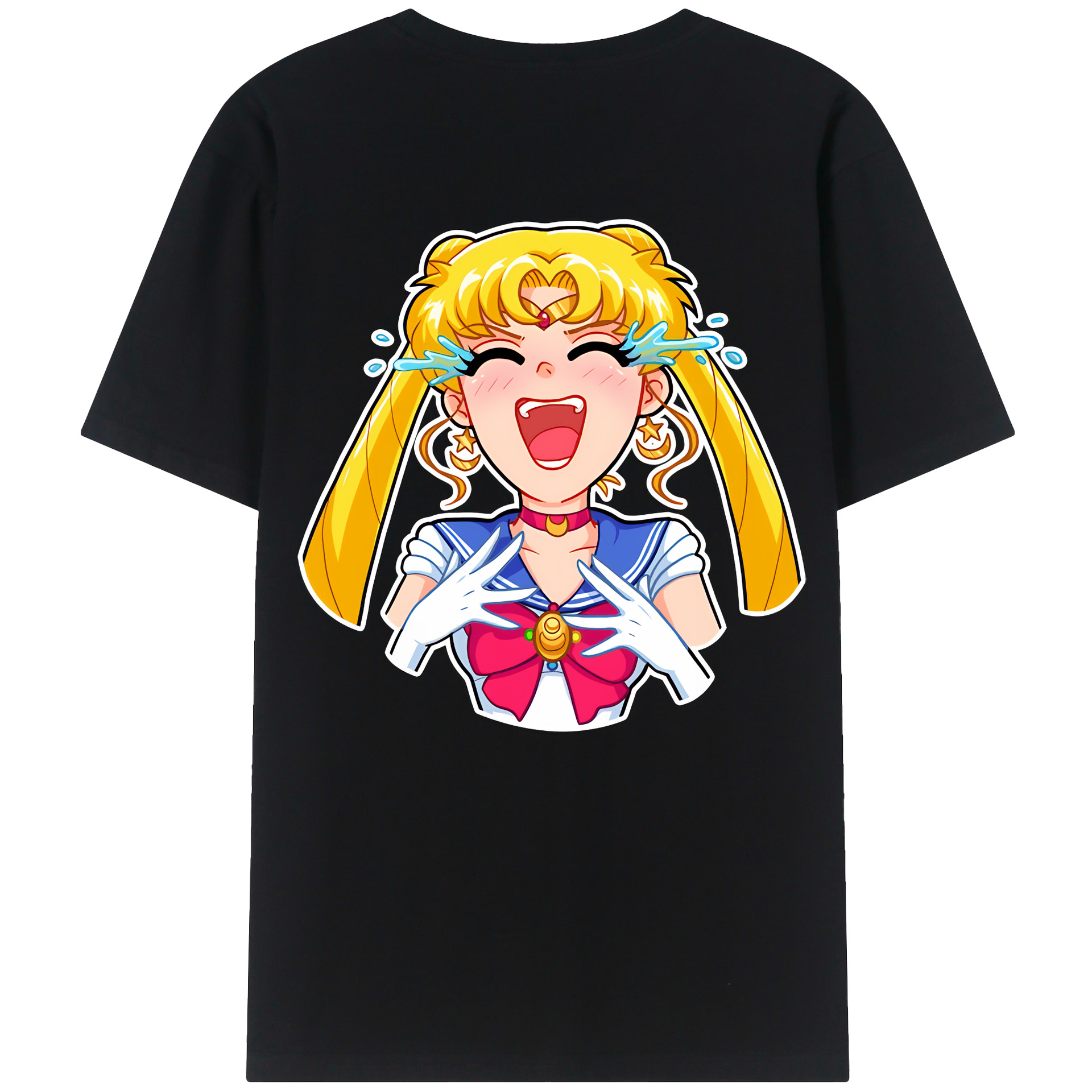（画像用） 美少女戦士セーラームーン 月野 うさぎ つきの うさぎ Sailor Moon Tsukino Usagi 綿100％ メンズ半袖Tシャツ（バックプリント） 通気性