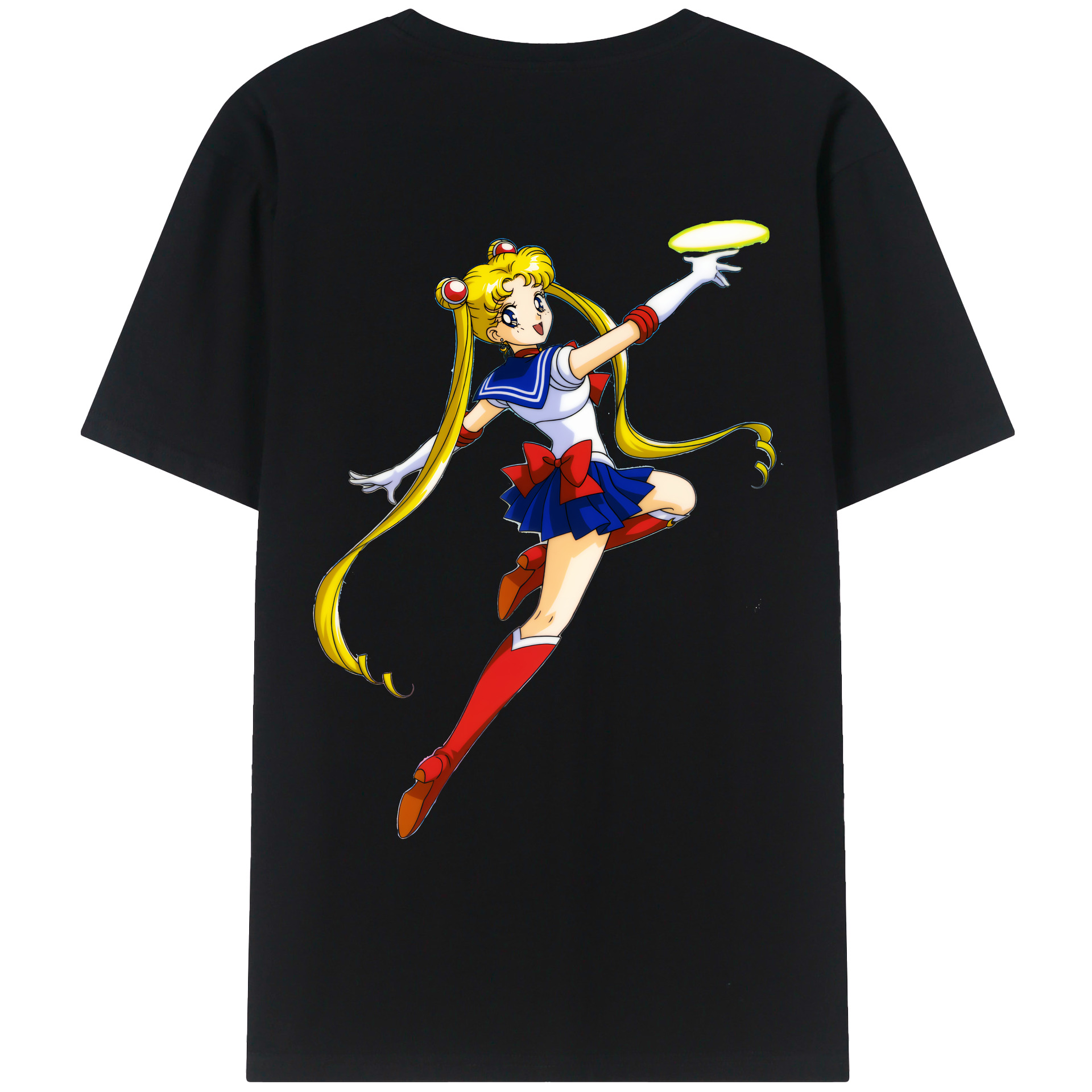 （画像用） 美少女戦士セーラームーン 月野 うさぎ つきの うさぎ Sailor Moon Tsukino Usagi 綿100％ メンズ半袖Tシャツ（バックプリント） 通気性
