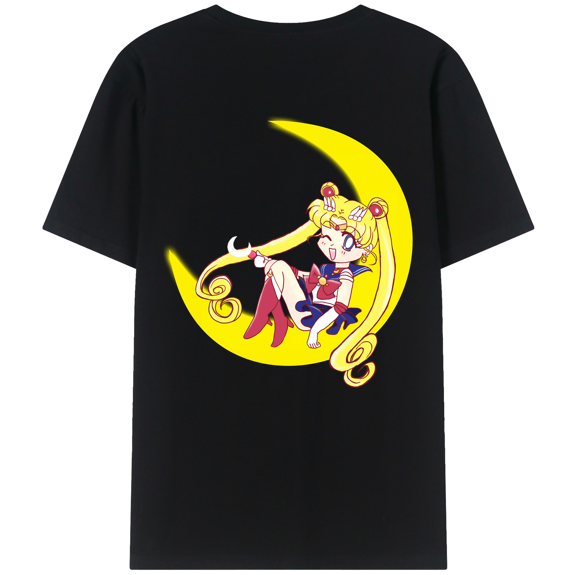 （画像用） 美少女戦士セーラームーン 月野 うさぎ つきの うさぎ Sailor Moon Tsukino Usagi 綿100％ メンズ半袖Tシャツ（バックプリント） 通気性
