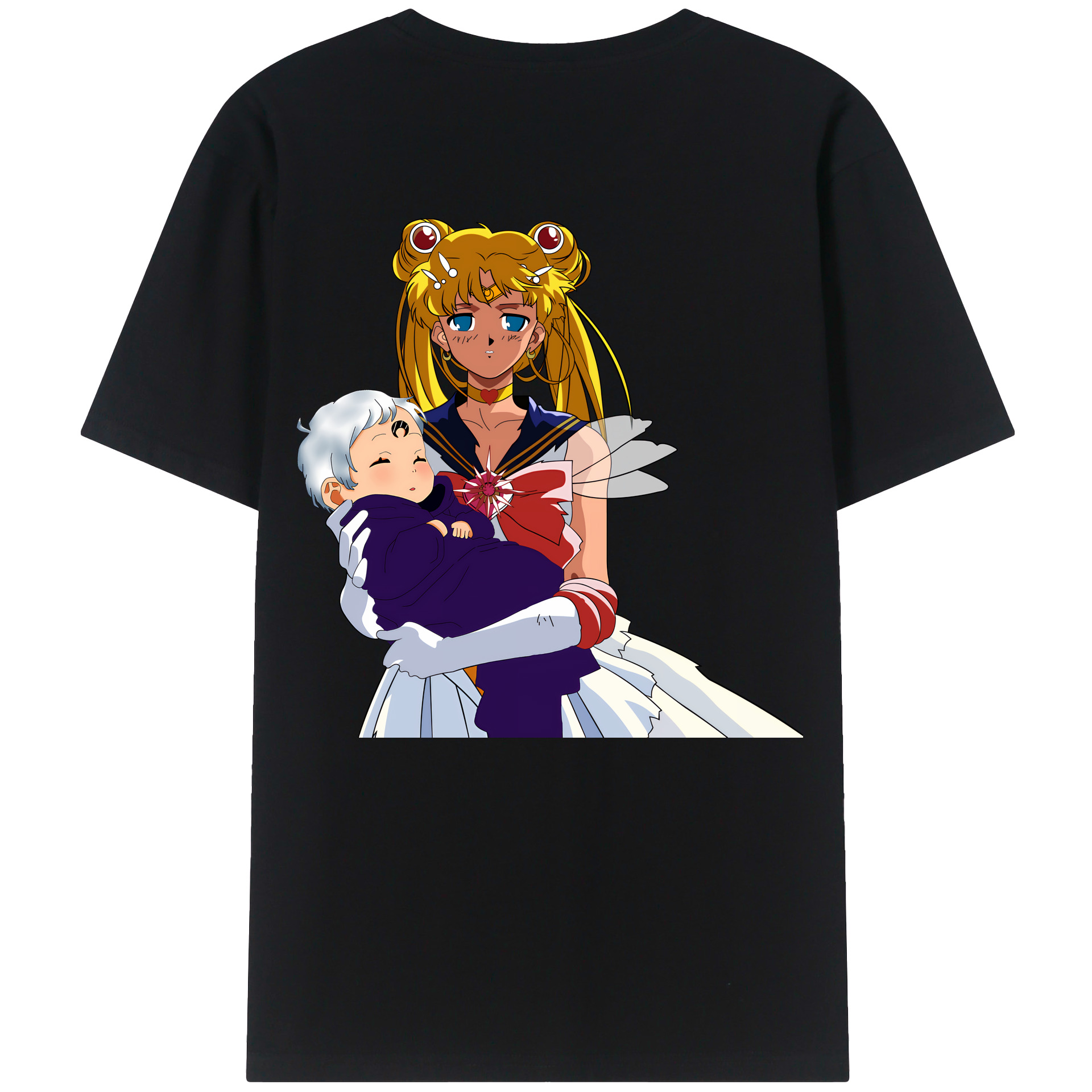 （画像用） 美少女戦士セーラームーン 月野 うさぎ つきの うさぎ Sailor Moon Tsukino Usagi 綿100％ メンズ半袖Tシャツ（バックプリント） 通気性
