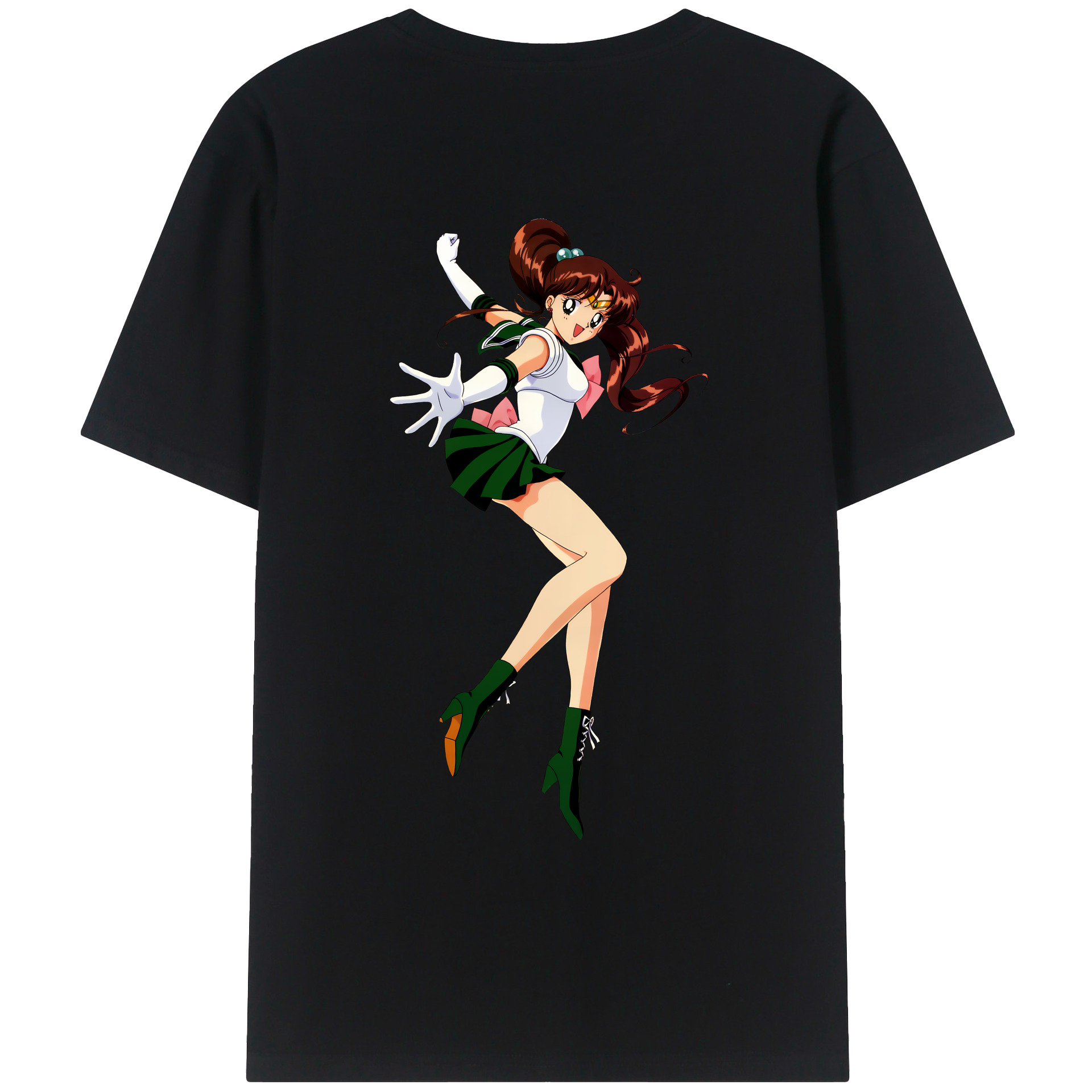 （画像用） 美少女戦士セーラームーン 木野 まこと きの まこと Sailor Moon Kino Makoto （セーラージュピター；Sailor Jupiter） 綿100％ メンズ半袖Tシャツ（バックプリント） 通気性