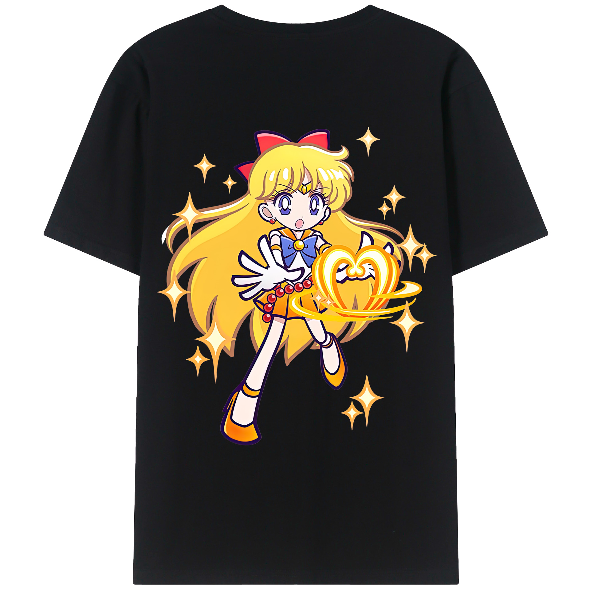 （画像用） 美少女戦士セーラームーン 愛野 美奈子 あいの みなこ Sailor Moon Aino Minako 綿100％ メンズ半袖Tシャツ（バックプリント） 通気性