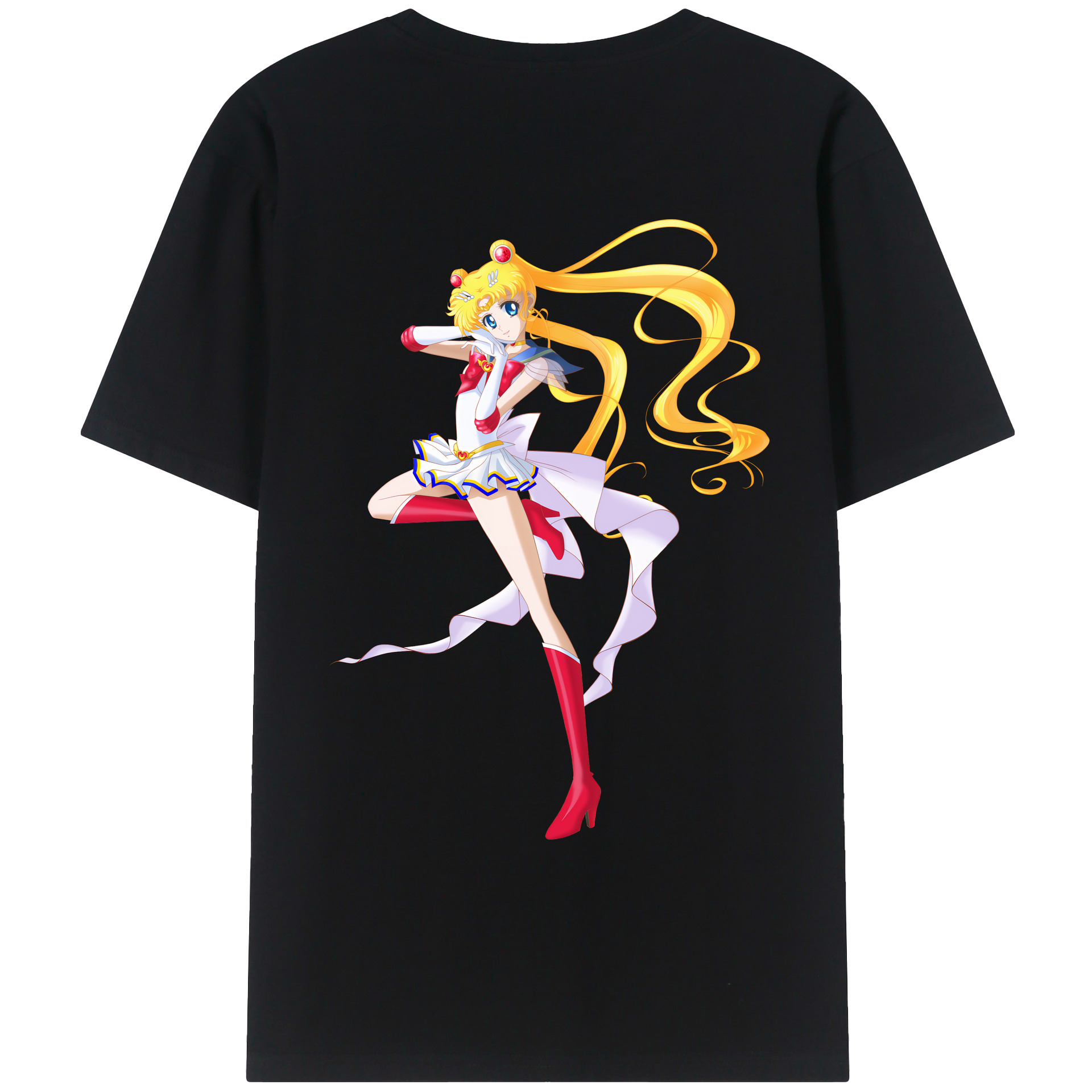 （画像用） 美少女戦士セーラームーン 月野 うさぎ つきの うさぎ Sailor Moon Tsukino Usagi 綿100％ メンズ半袖Tシャツ（バックプリント） 通気性