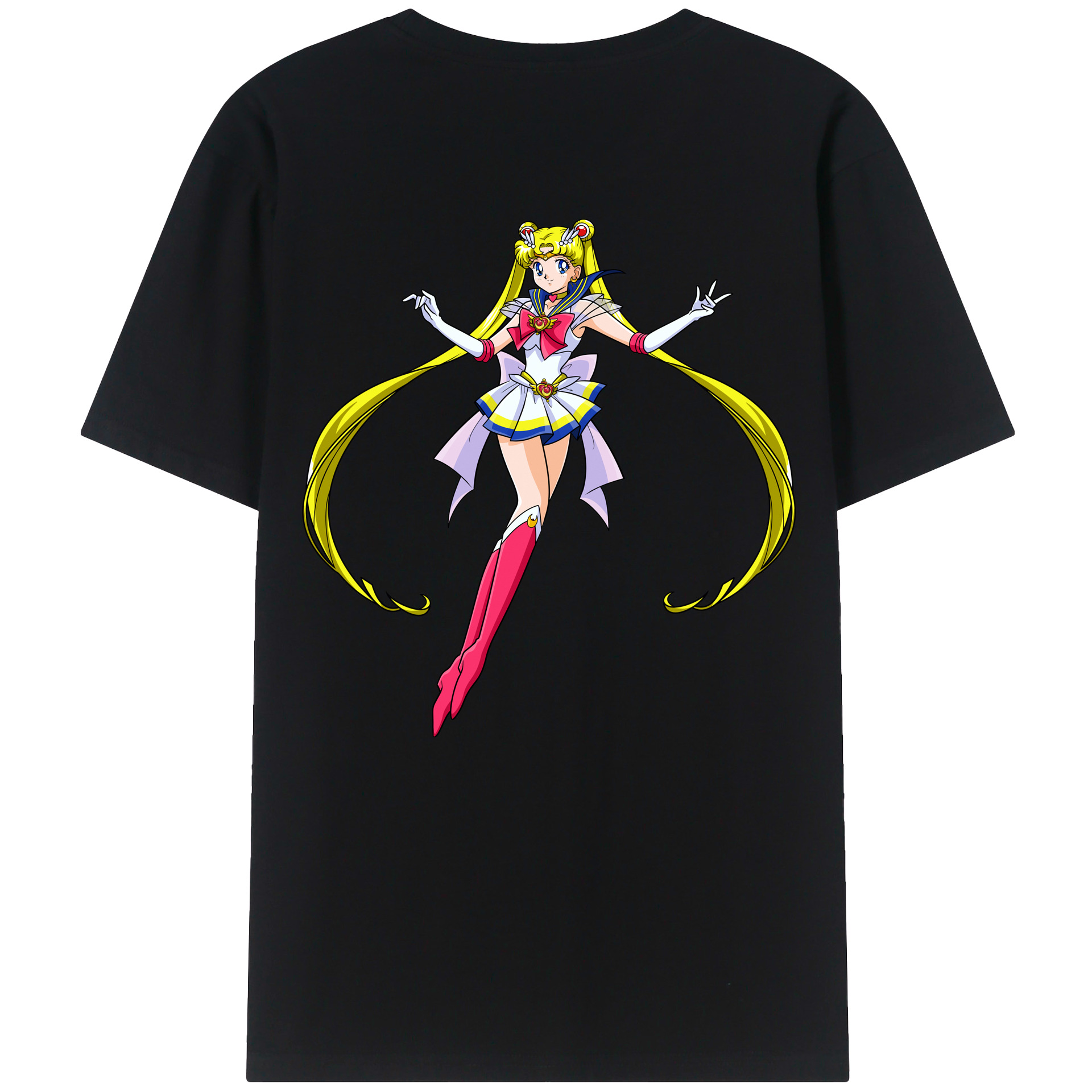 （画像用） 美少女戦士セーラームーン 月野 うさぎ つきの うさぎ Sailor Moon Tsukino Usagi 綿100％ メンズ半袖Tシャツ（バックプリント） 通気性