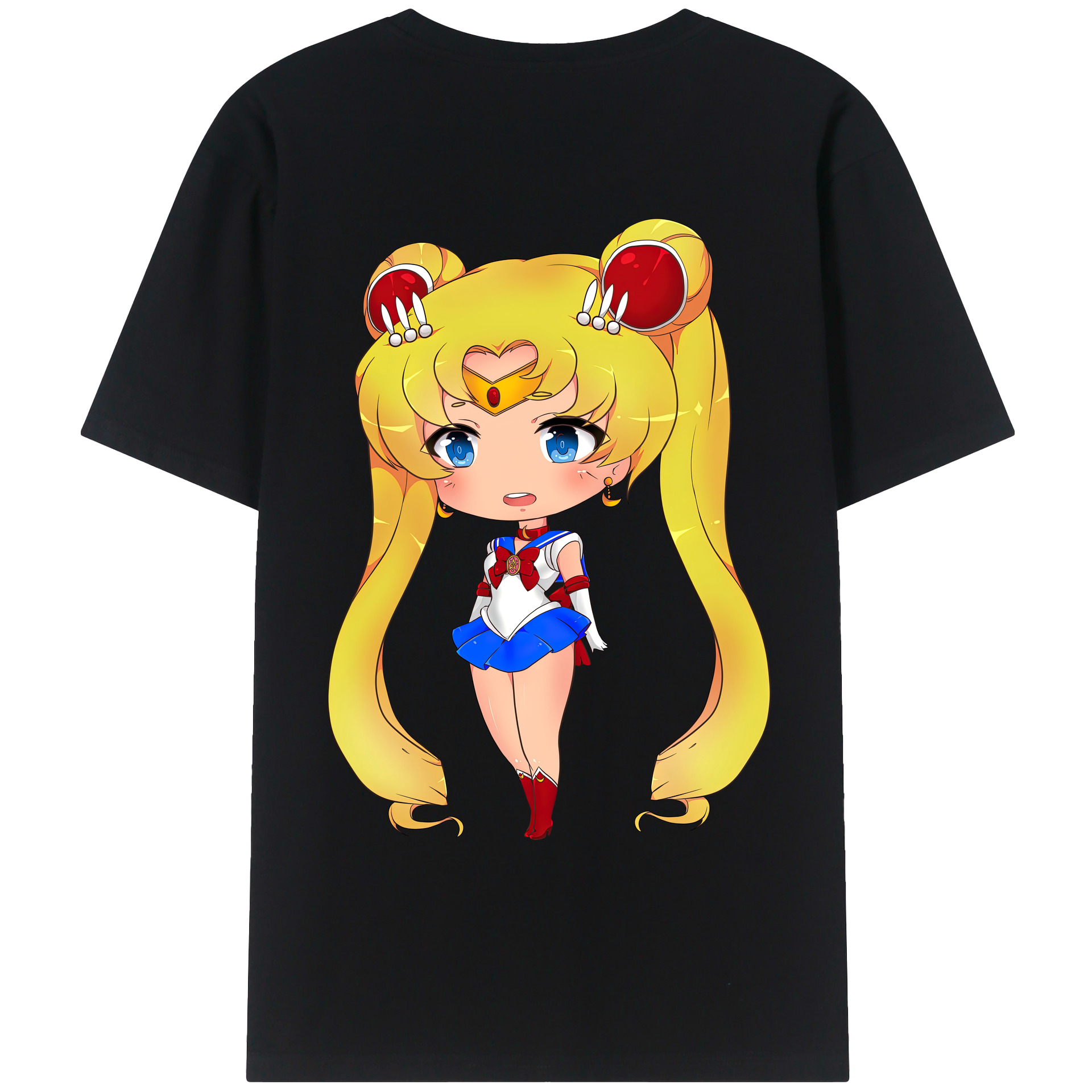 （画像用） 美少女戦士セーラームーン 月野 うさぎ つきの うさぎ Sailor Moon Tsukino Usagi 綿100％ メンズ半袖Tシャツ（バックプリント） 通気性
