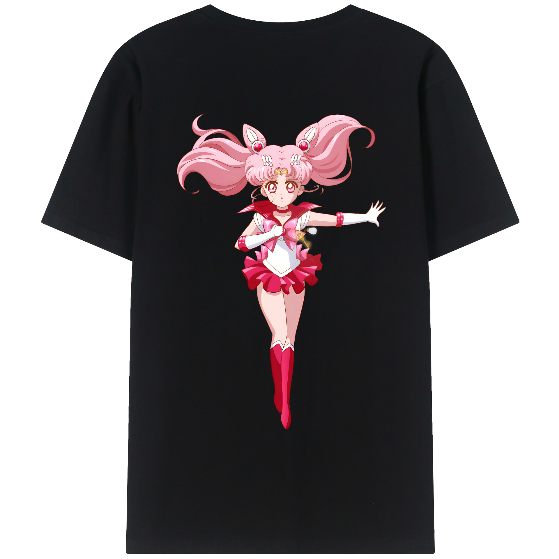 （画像用） 美少女戦士セーラームーン ちびうさ Sailor Moon Chibiusa Tsukino Usagi Small Lady Serenity 綿100％ メンズ半袖Tシャツ（バックプリント） 通気性