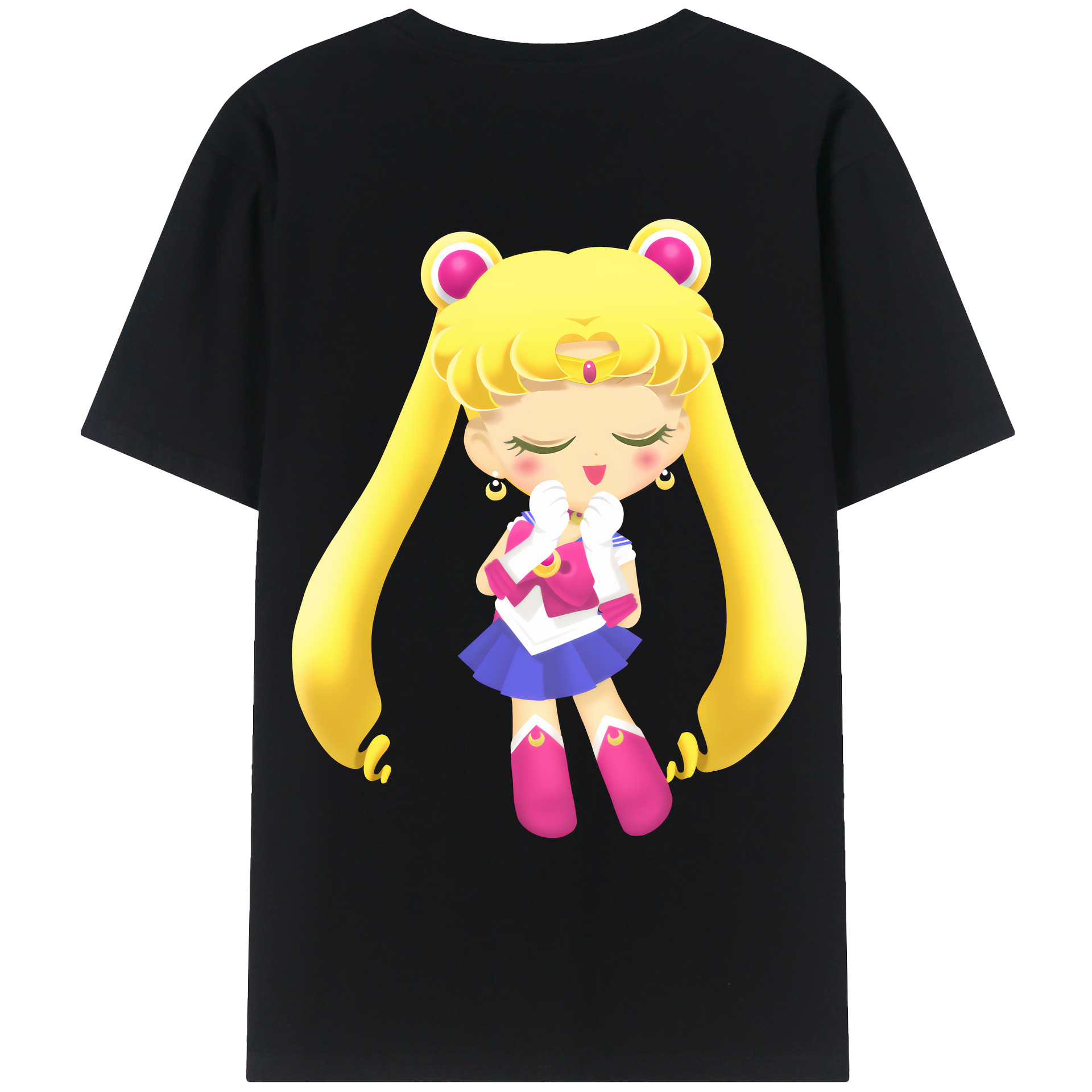 （画像用） 美少女戦士セーラームーン 月野 うさぎ つきの うさぎ Sailor Moon Tsukino Usagi 綿100％ メンズ半袖Tシャツ（バックプリント） 通気性