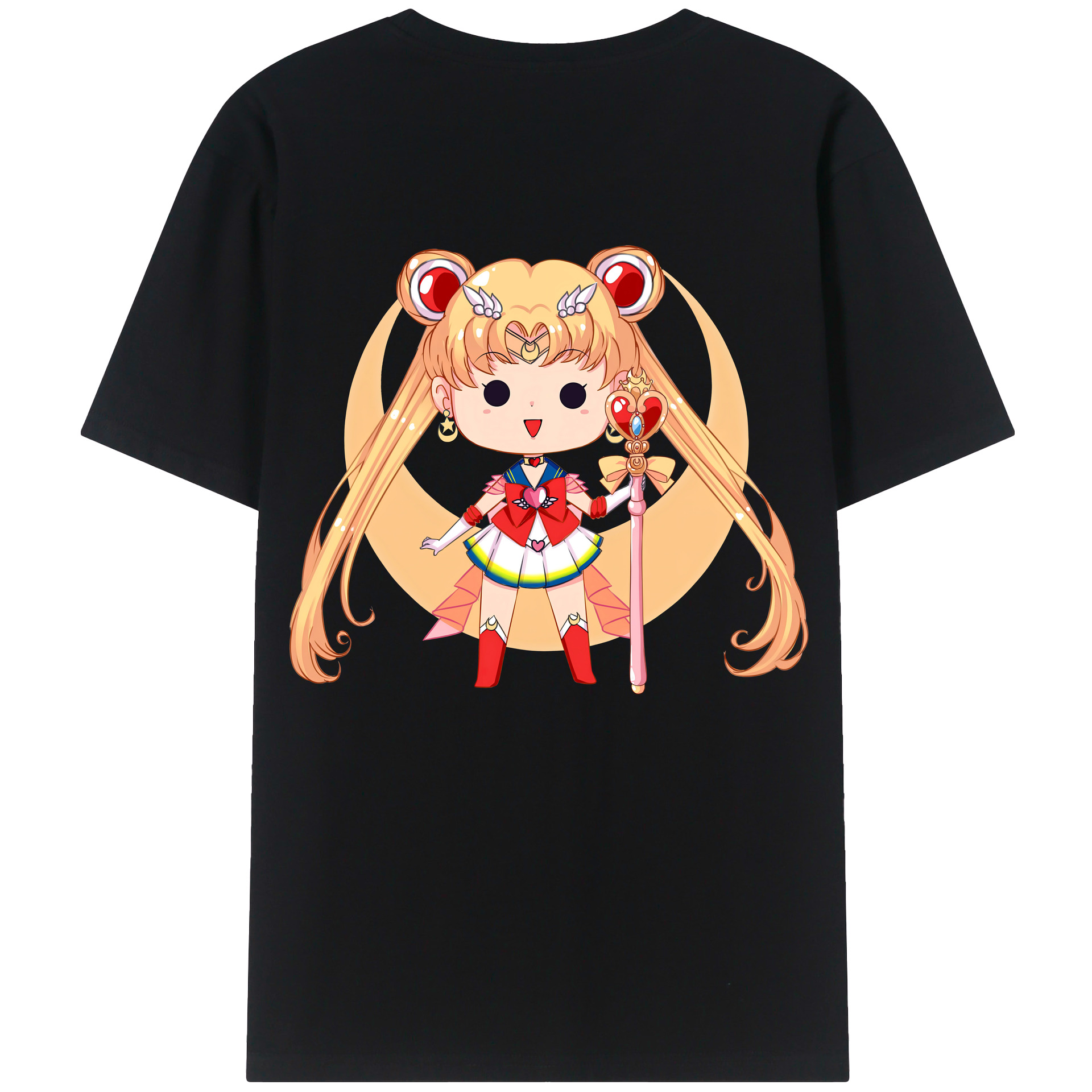 （画像用） 美少女戦士セーラームーン 月野 うさぎ つきの うさぎ Sailor Moon Tsukino Usagi 綿100％ メンズ半袖Tシャツ（バックプリント） 通気性
