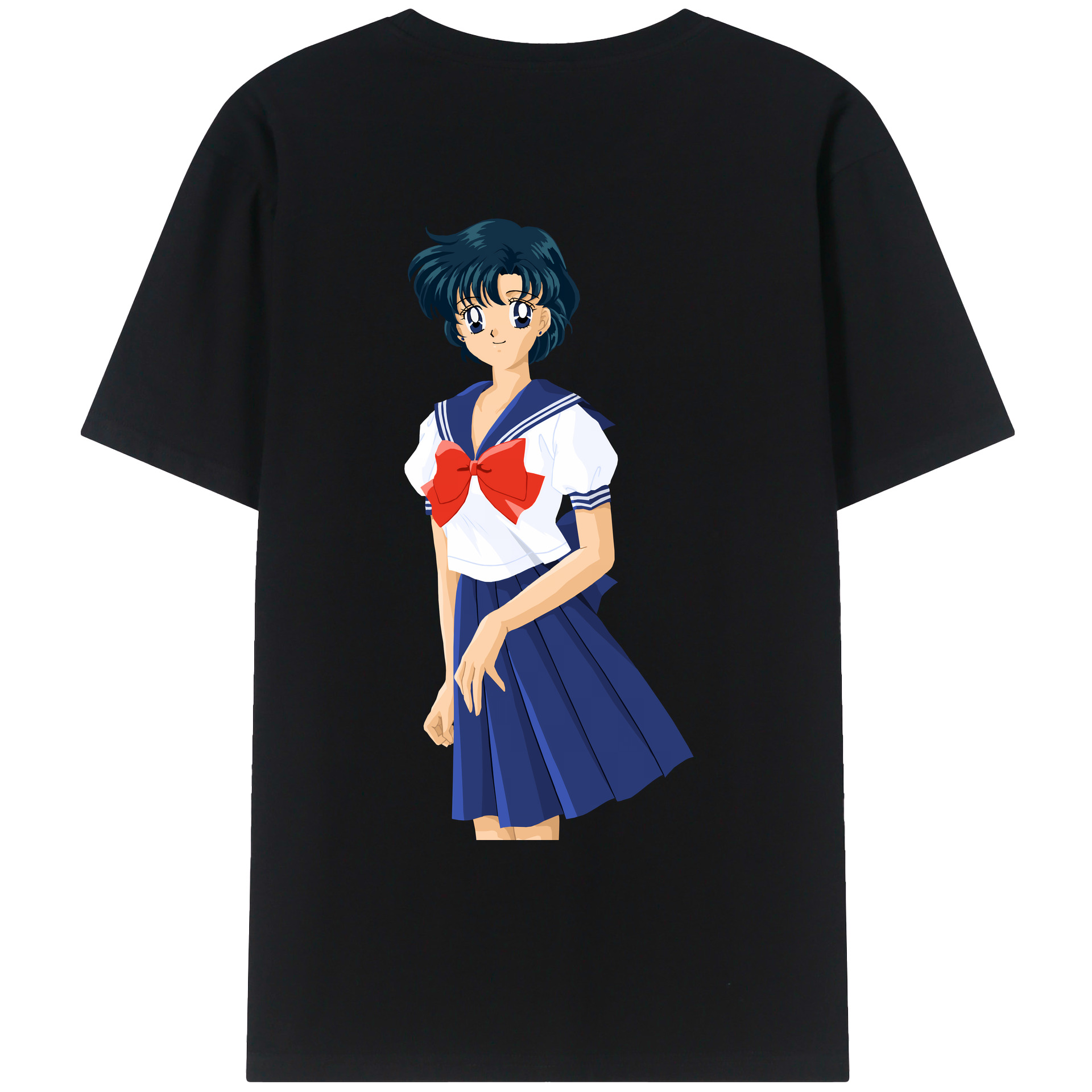 （画像用） 美少女戦士セーラームーン 水野 亜美 みずの あみ Sailor Moon Mizuno Ami 綿100％ メンズ半袖Tシャツ（バックプリント） 通気性