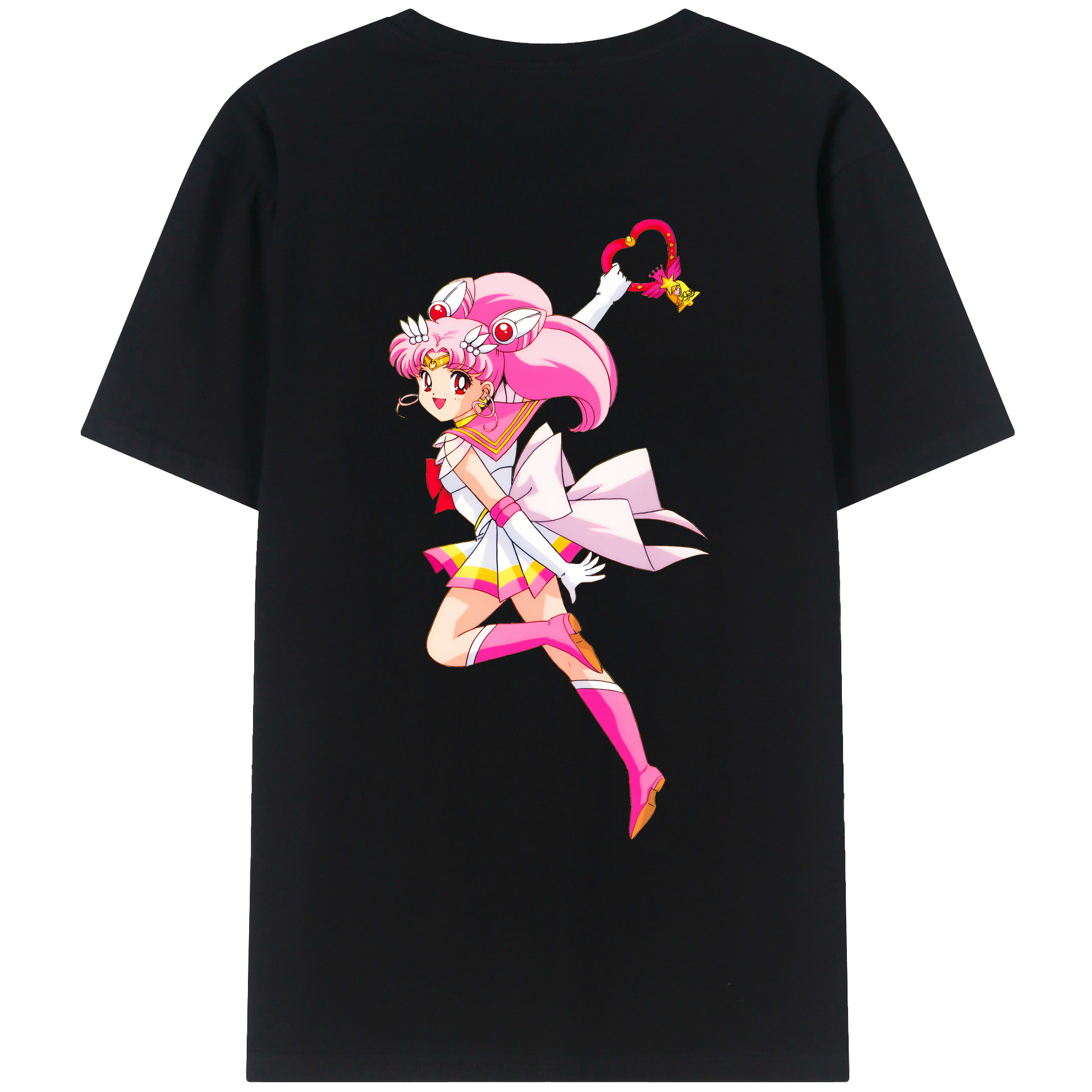 （画像用） 美少女戦士セーラームーン ちびうさ Sailor Moon Chibiusa Tsukino Usagi Small Lady Serenity 綿100％ メンズ半袖Tシャツ（バックプリント） 通気性