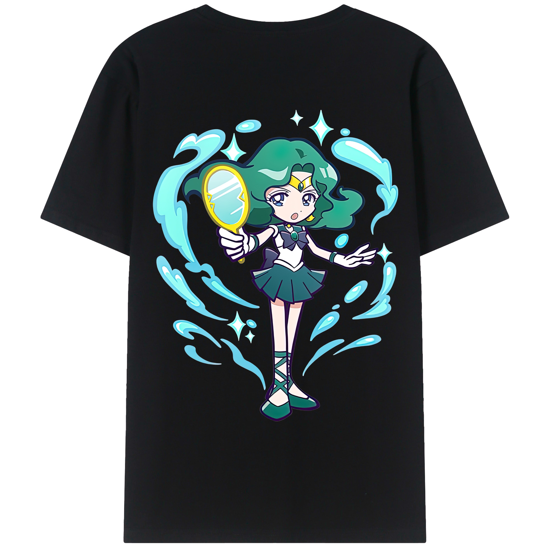 （画像用） 美少女戦士セーラームーン 海王 みちる（かいおう みちる） Sailor Moon Kaiou Michiru 綿100％ メンズ半袖Tシャツ（バックプリント） 通気性