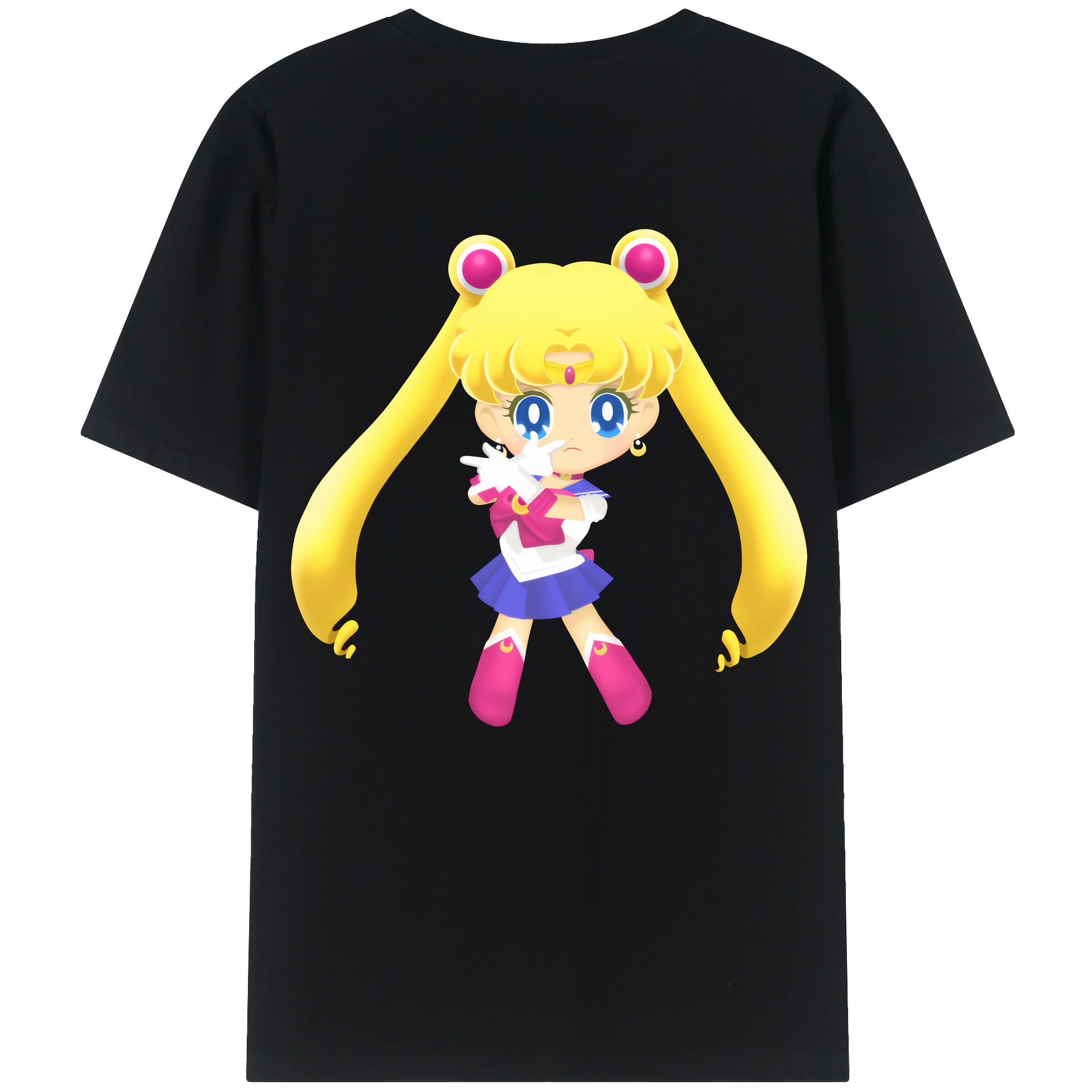 （画像用） 美少女戦士セーラームーン 月野 うさぎ つきの うさぎ Sailor Moon Tsukino Usagi 綿100％ メンズ半袖Tシャツ（バックプリント） 通気性