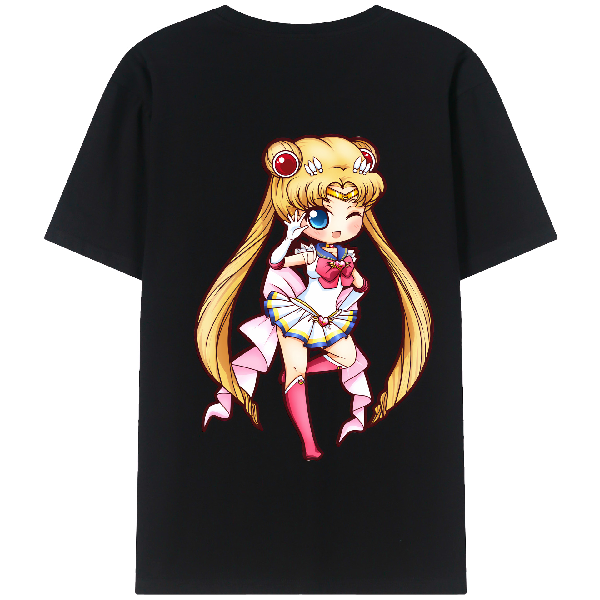 （画像用） 美少女戦士セーラームーン 月野 うさぎ つきの うさぎ Sailor Moon Tsukino Usagi 綿100％ メンズ半袖Tシャツ（バックプリント） 通気性
