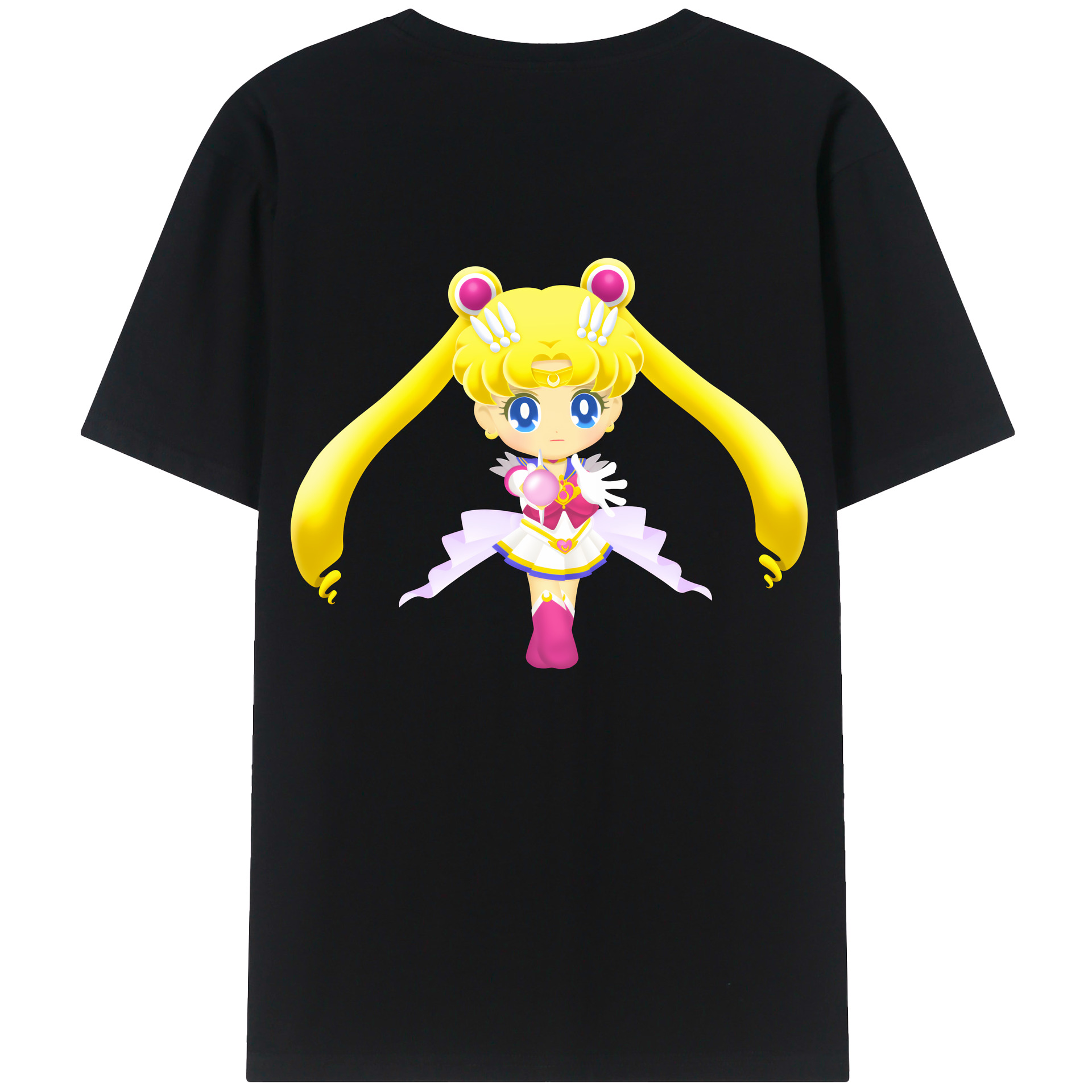 （画像用） 美少女戦士セーラームーン 月野 うさぎ つきの うさぎ Sailor Moon Tsukino Usagi 綿100％ メンズ半袖Tシャツ（バックプリント） 通気性