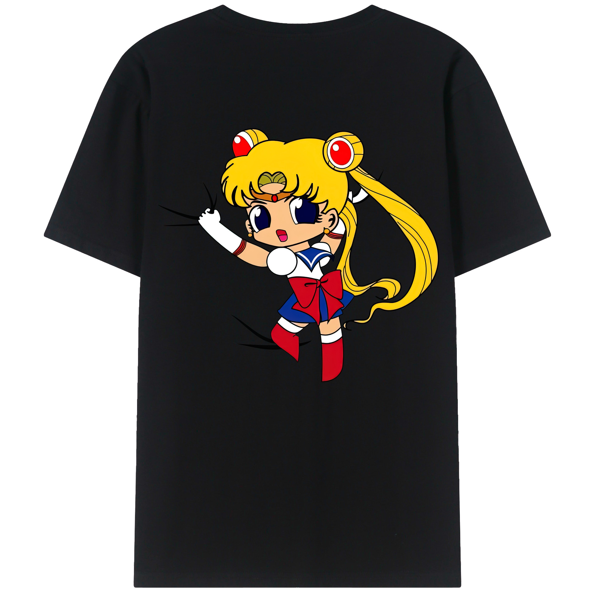 （画像用） 美少女戦士セーラームーン 月野 うさぎ つきの うさぎ Sailor Moon Tsukino Usagi 綿100％ メンズ半袖Tシャツ（バックプリント） 通気性