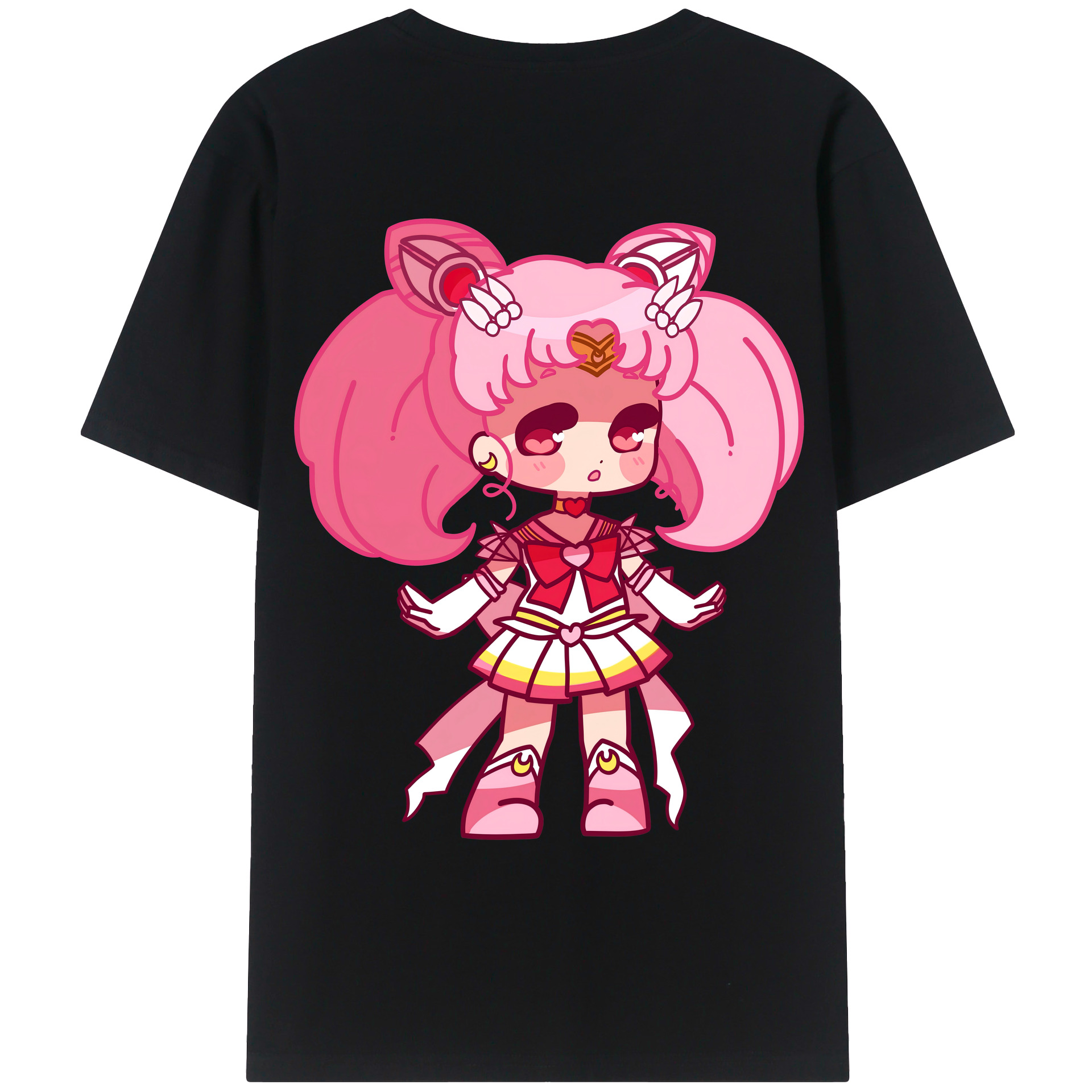 （画像用） 美少女戦士セーラームーン ちびうさ Sailor Moon Chibiusa Tsukino Usagi Small Lady Serenity 綿100％ メンズ半袖Tシャツ（バックプリント） 通気性