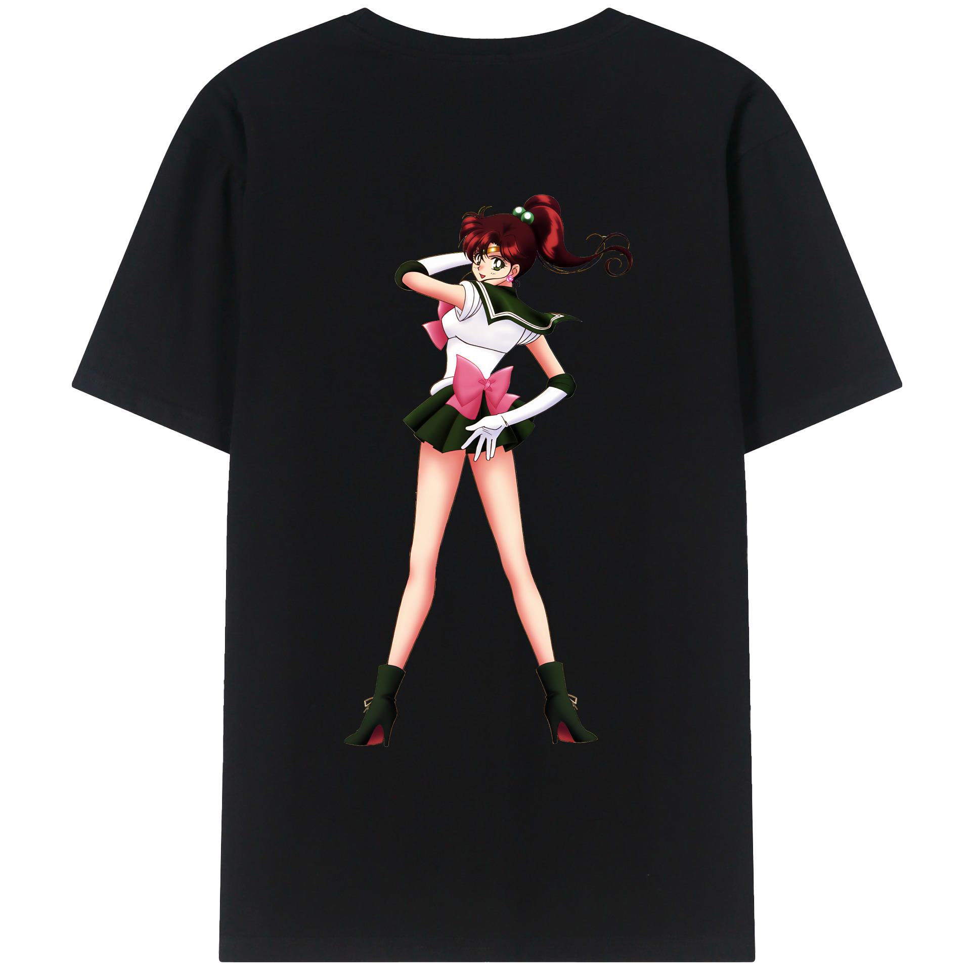 （画像用） 美少女戦士セーラームーン 木野 まこと きの まこと Sailor Moon Kino Makoto （セーラージュピター；Sailor Jupiter） 綿100％ メンズ半袖Tシャツ（バックプリント） 通気性