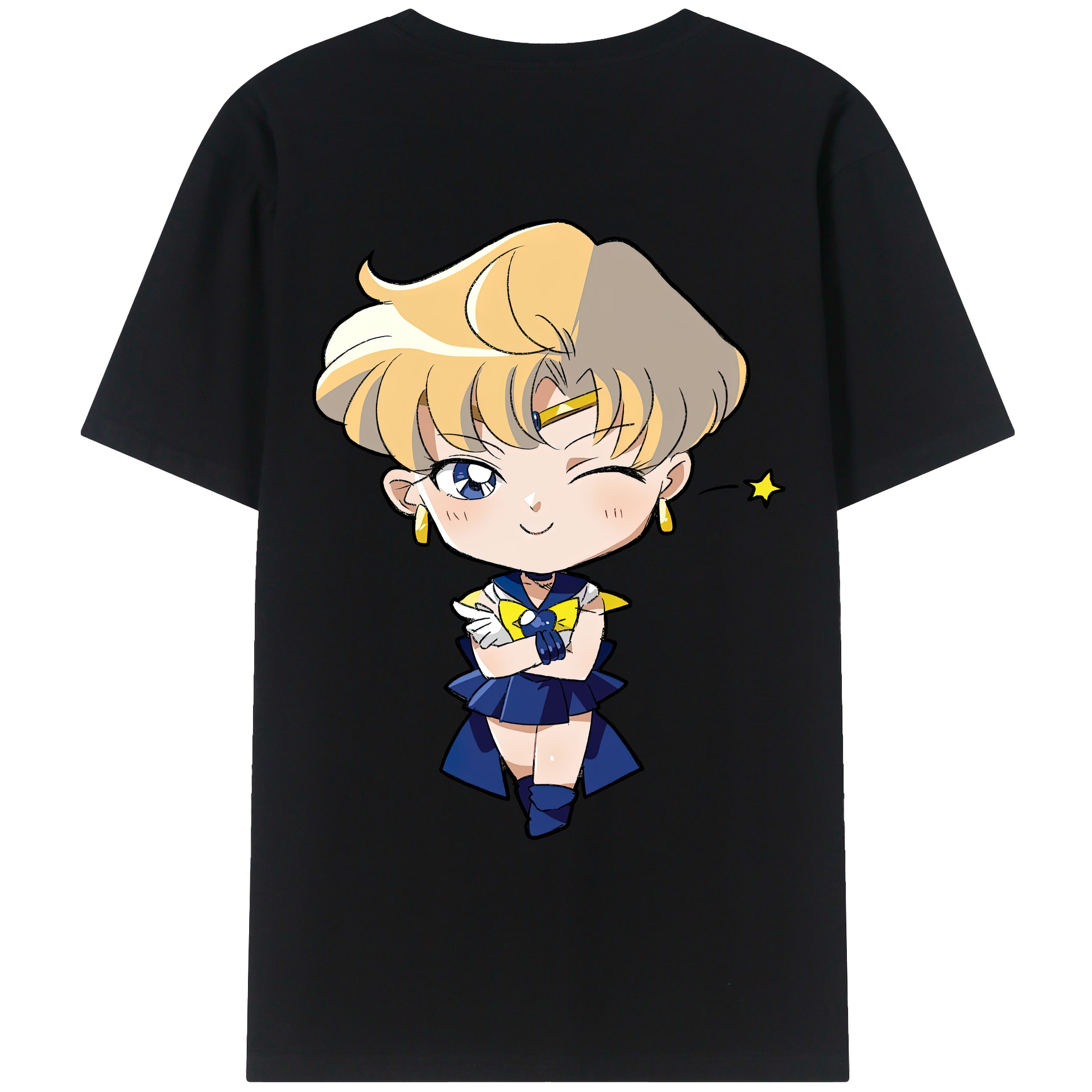 （画像用） 美少女戦士セーラームーン 天王はるか Sailor Moon Tenoh Haruka 綿100％ メンズ半袖Tシャツ（バックプリント） 通気性
