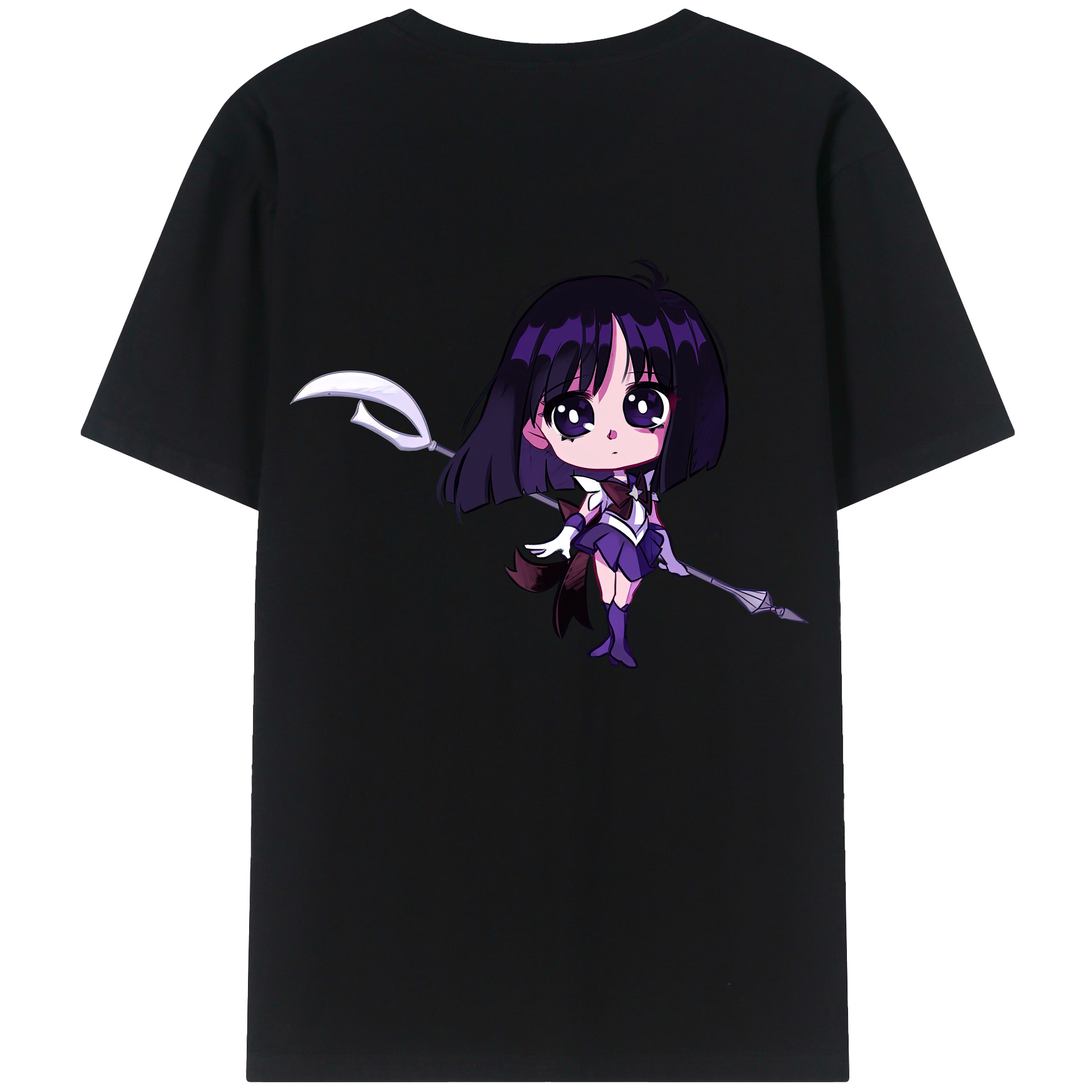 （画像用） 美少女戦士セーラームーン 土萠ほたる Sailor Moon Tomoe Hotaru （セーラーサターン；Sailor Saturn） 綿100％ メンズ半袖Tシャツ（バックプリント） 通気性