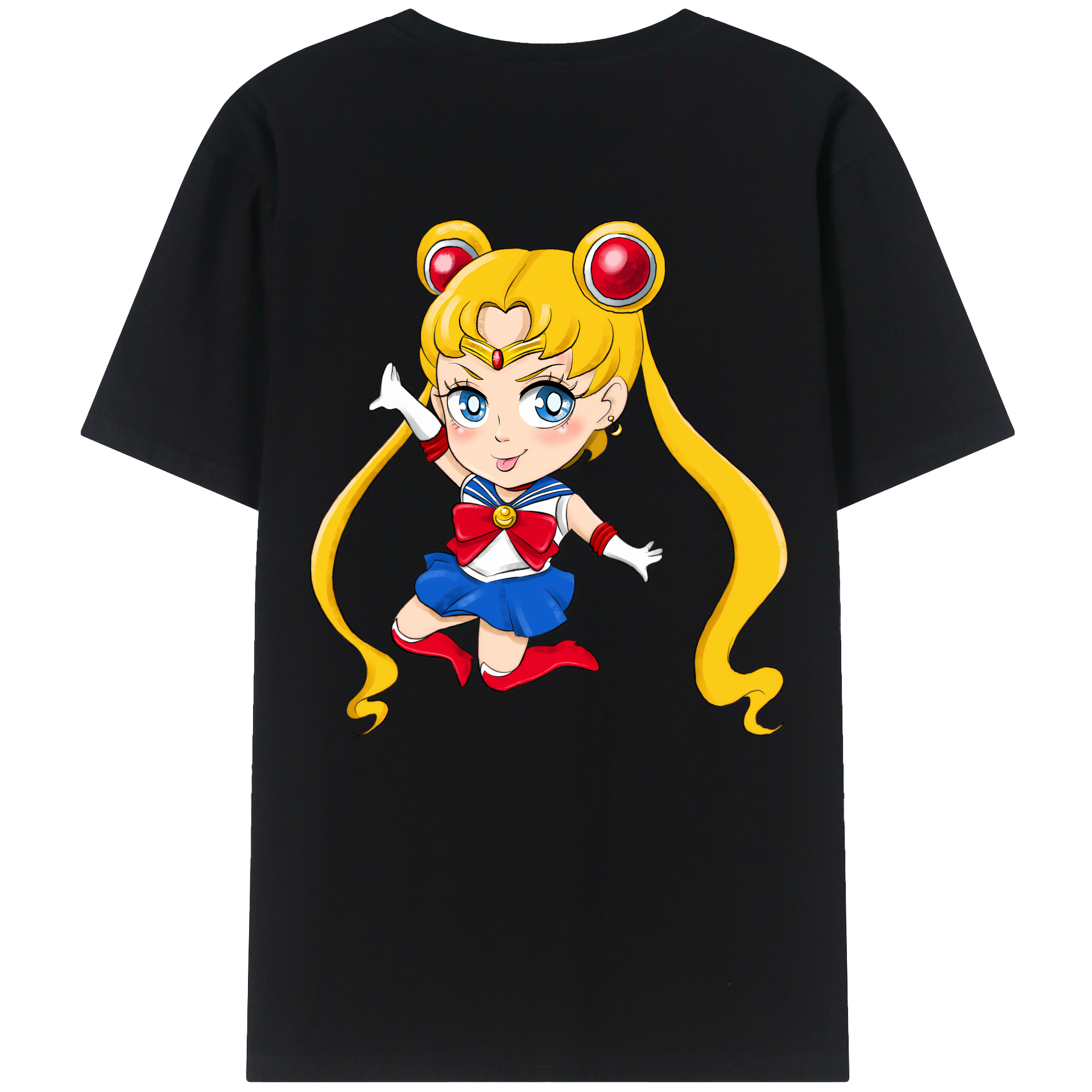 （画像用） 美少女戦士セーラームーン 月野 うさぎ つきの うさぎ Sailor Moon Tsukino Usagi 綿100％ メンズ半袖Tシャツ（バックプリント） 通気性