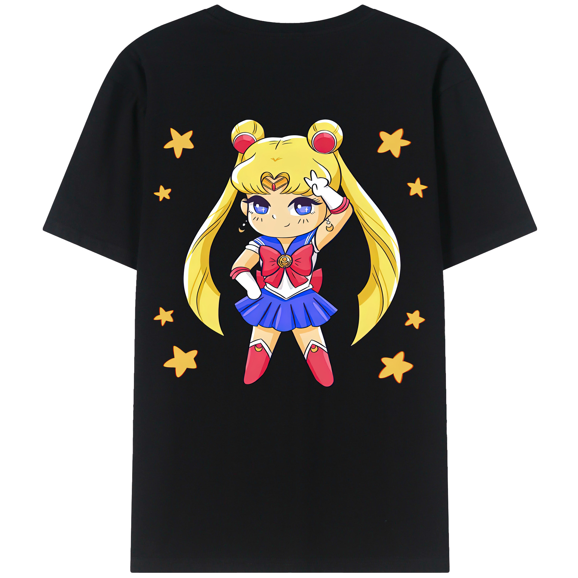 （画像用） 美少女戦士セーラームーン 月野 うさぎ つきの うさぎ Sailor Moon Tsukino Usagi 綿100％ メンズ半袖Tシャツ（バックプリント） 通気性