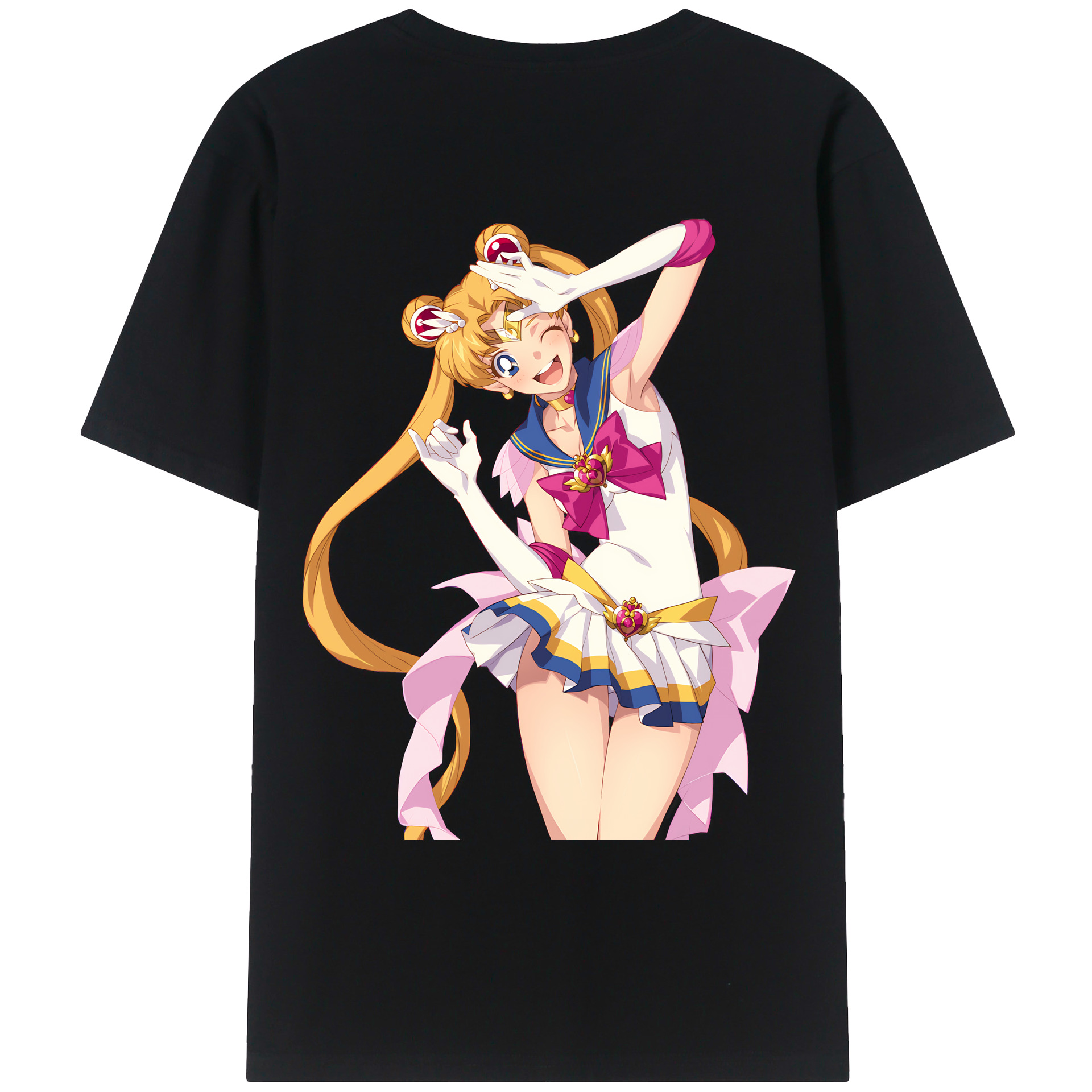 （画像用） 美少女戦士セーラームーン 月野 うさぎ つきの うさぎ Sailor Moon Tsukino Usagi 綿100％ メンズ半袖Tシャツ（バックプリント） 通気性