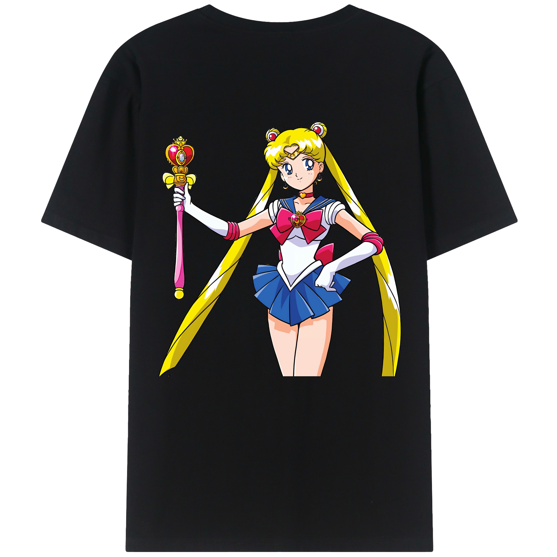 （画像用） 美少女戦士セーラームーン 月野 うさぎ つきの うさぎ Sailor Moon Tsukino Usagi 綿100％ メンズ半袖Tシャツ（バックプリント） 通気性