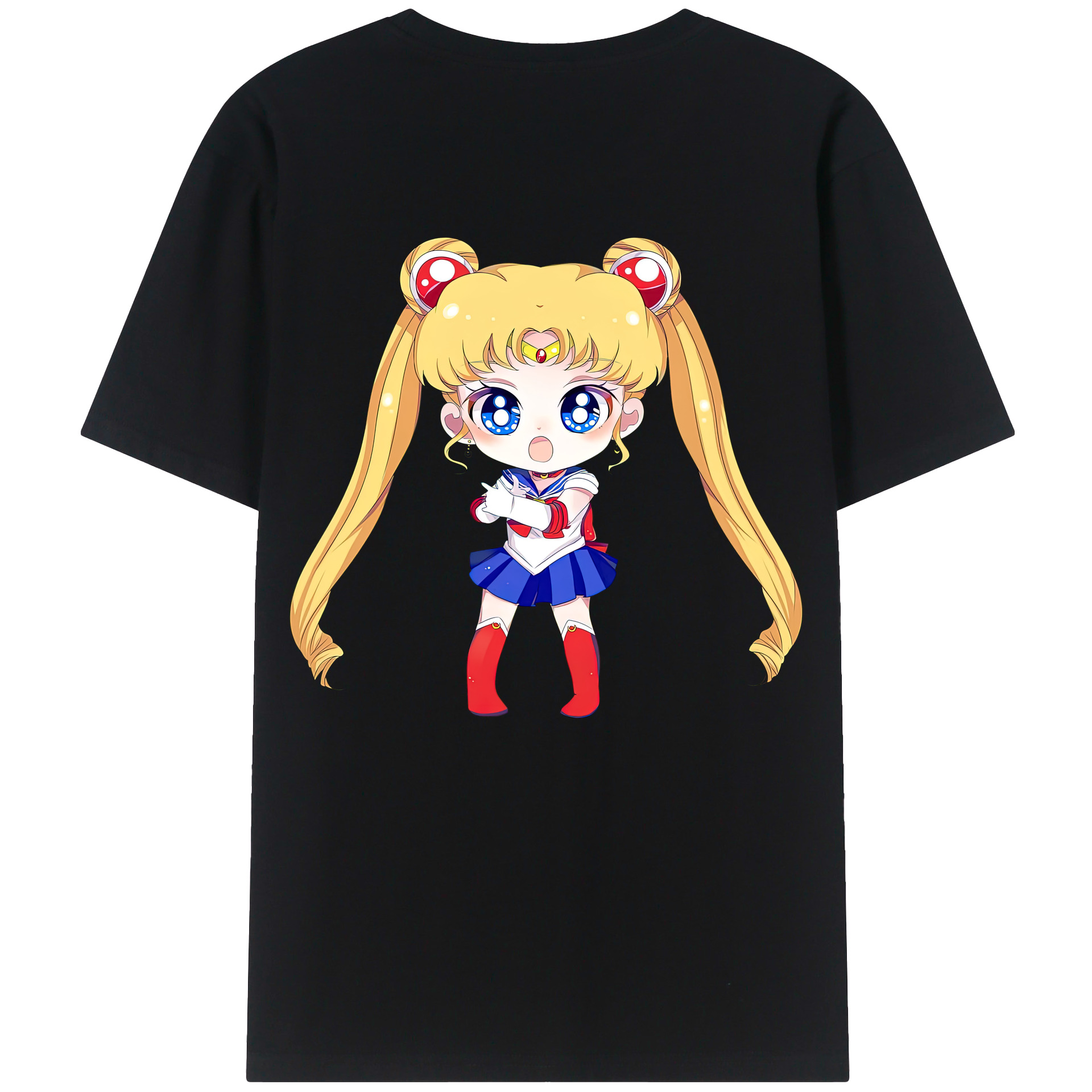 （画像用） 美少女戦士セーラームーン 月野 うさぎ つきの うさぎ Sailor Moon Tsukino Usagi 綿100％ メンズ半袖Tシャツ（バックプリント） 通気性