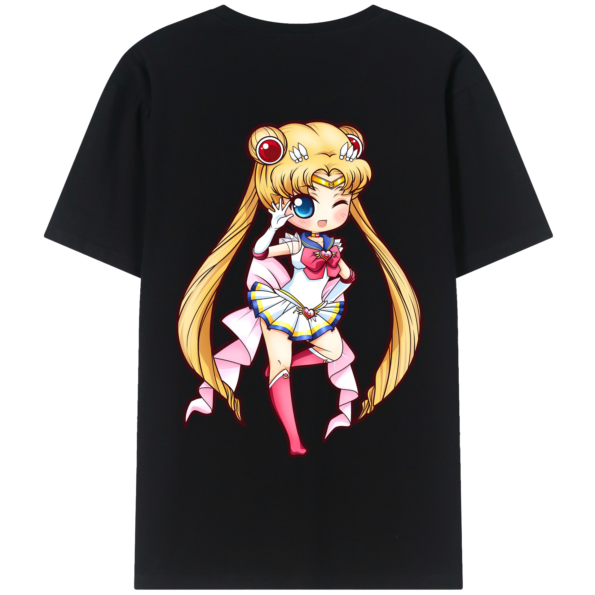 （画像用） 美少女戦士セーラームーン 月野 うさぎ つきの うさぎ Sailor Moon Tsukino Usagi 綿100％ メンズ半袖Tシャツ（バックプリント） 通気性