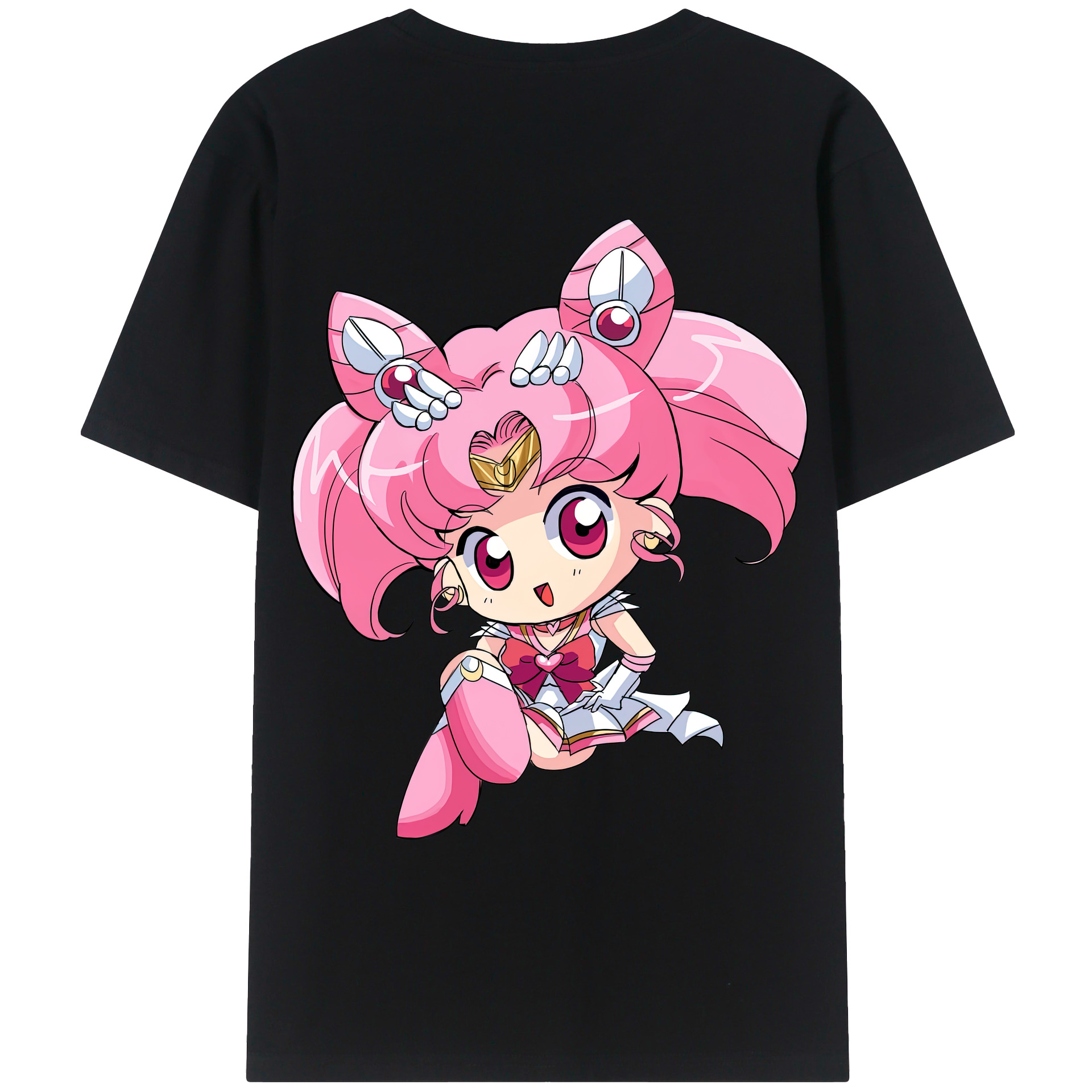 （画像用） 美少女戦士セーラームーン ちびうさ Sailor Moon Chibiusa Tsukino Usagi Small Lady Serenity 綿100％ メンズ半袖Tシャツ（バックプリント） 通気性