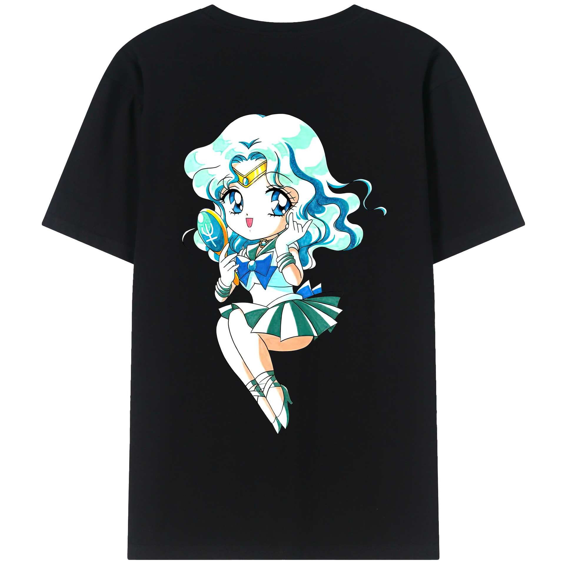 （画像用） 美少女戦士セーラームーン 海王 みちる（かいおう みちる） Sailor Moon Kaiou Michiru 綿100％ メンズ半袖Tシャツ（バックプリント） 通気性