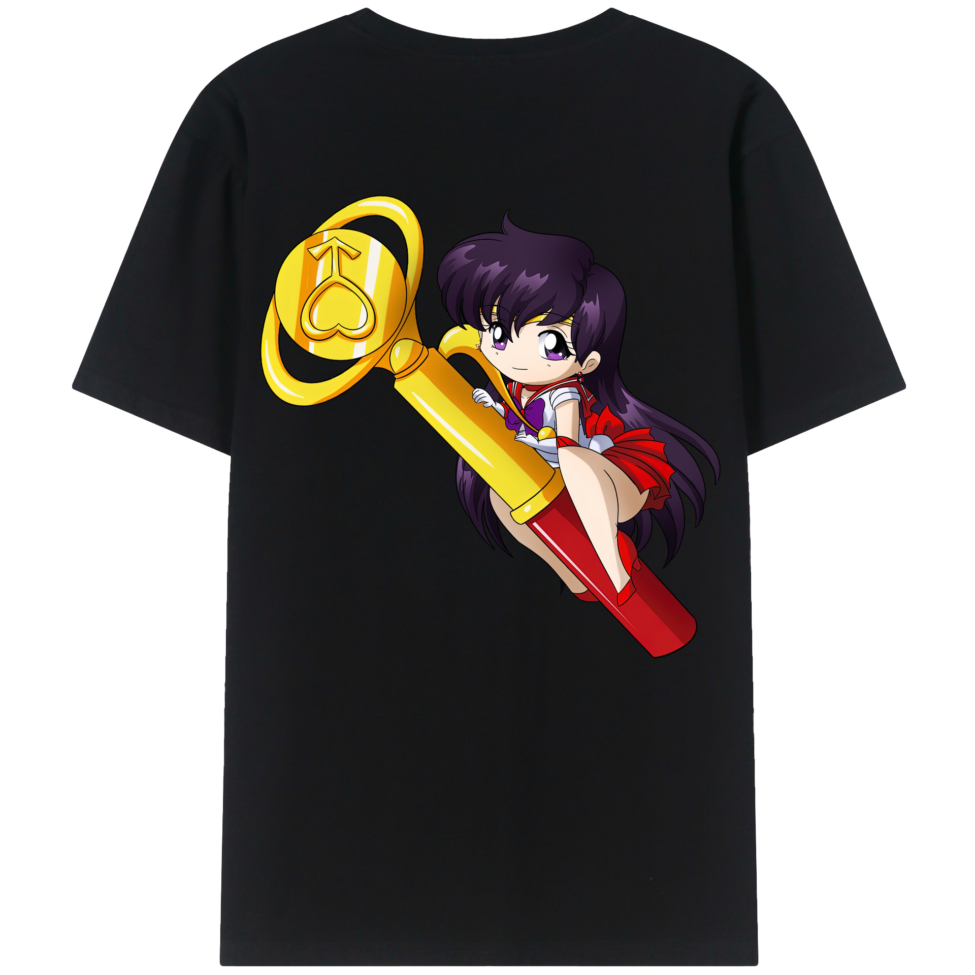（画像用） 美少女戦士セーラームーン 火野レイ ひの レイ Sailor Moon Hino Rei （セーラーマーズ,Sailor Mars） 綿100％ メンズ半袖Tシャツ（バックプリント） 通気性
