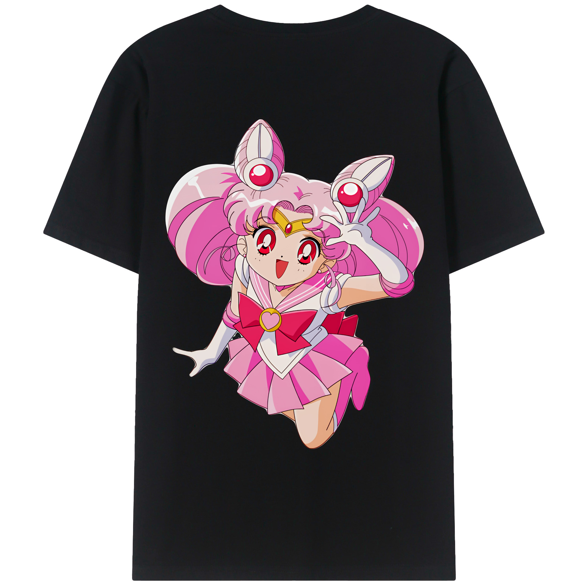 （画像用） 美少女戦士セーラームーン ちびうさ Sailor Moon Chibiusa Tsukino Usagi Small Lady Serenity 綿100％ メンズ半袖Tシャツ（バックプリント） 通気性