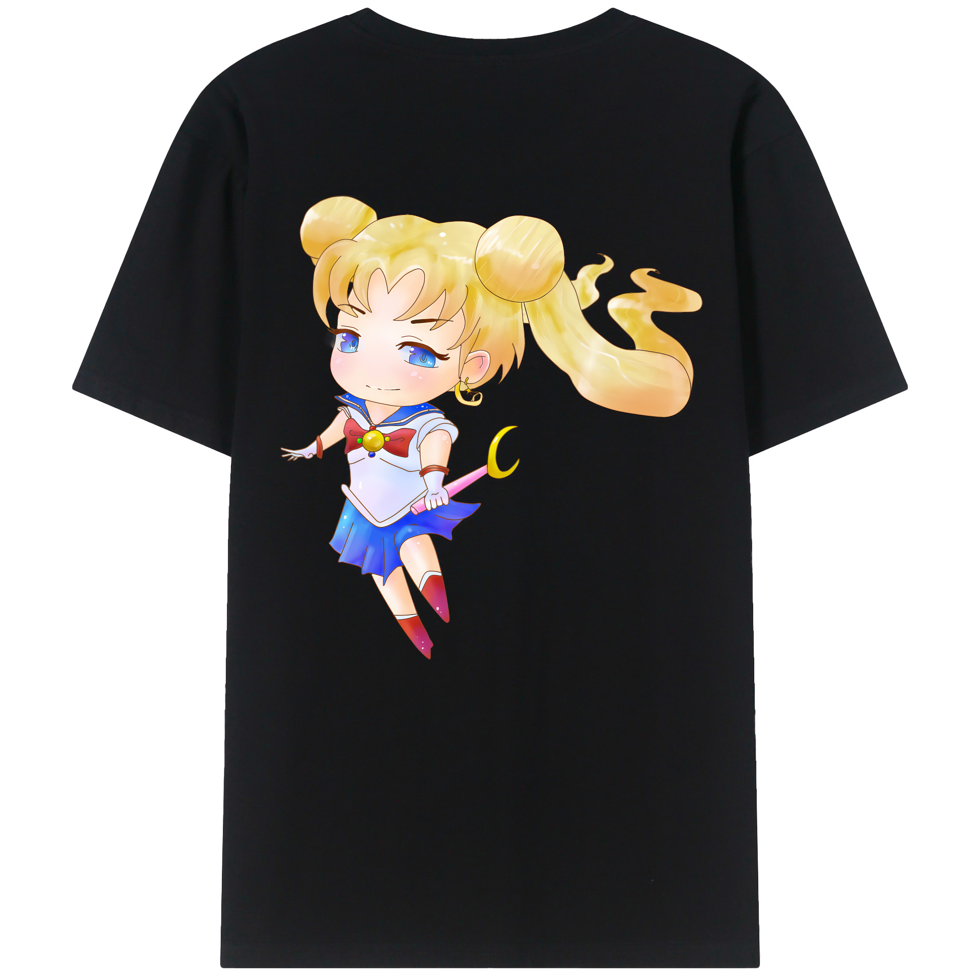 （画像用） 美少女戦士セーラームーン 愛野 美奈子 あいの みなこ Sailor Moon Aino Minako 綿100％ メンズ半袖Tシャツ（バックプリント） 通気性
