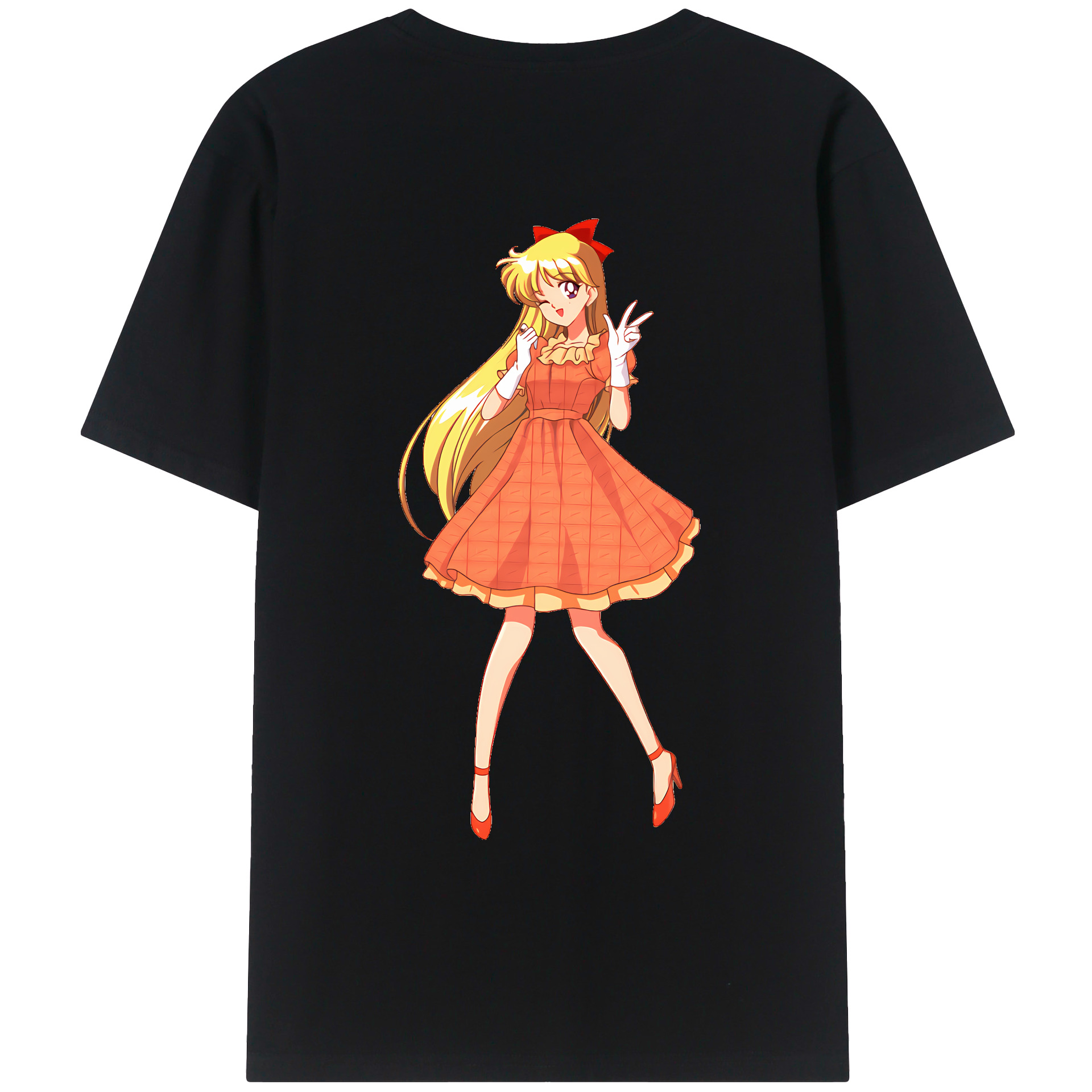（画像用） 美少女戦士セーラームーン 愛野 美奈子 あいの みなこ Sailor Moon Aino Minako 綿100％ メンズ半袖Tシャツ（バックプリント） 通気性
