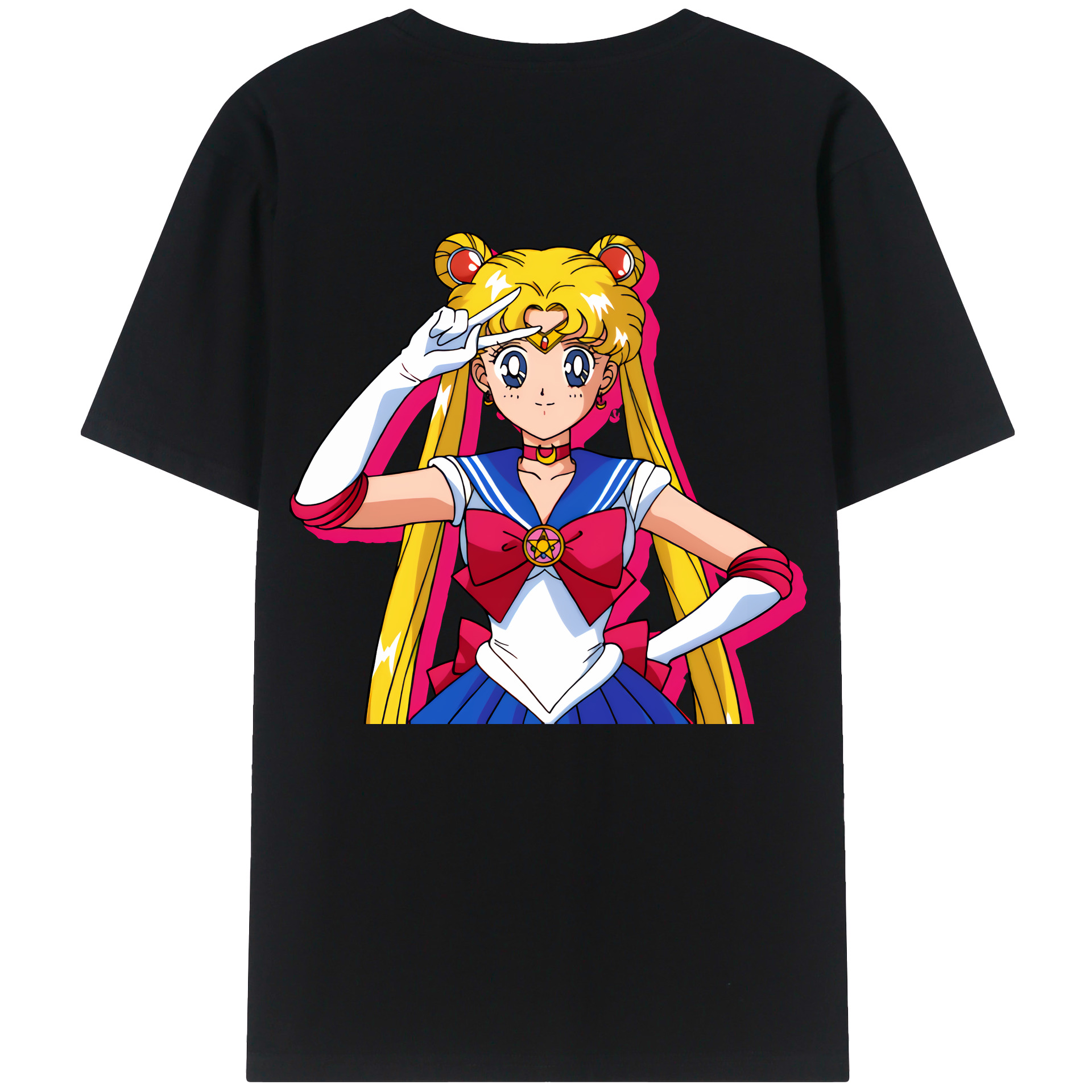 （画像用） 美少女戦士セーラームーン 月野 うさぎ つきの うさぎ Sailor Moon Tsukino Usagi 綿100％ メンズ半袖Tシャツ（バックプリント） 通気性