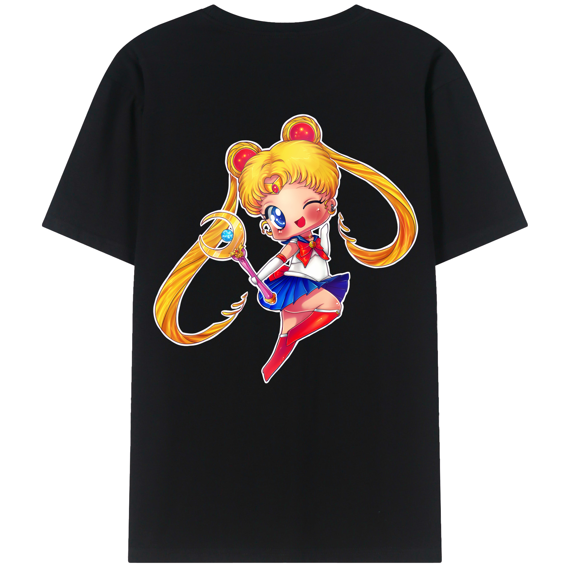 （画像用） 美少女戦士セーラームーン 月野 うさぎ つきの うさぎ Sailor Moon Tsukino Usagi 綿100％ メンズ半袖Tシャツ（バックプリント） 通気性