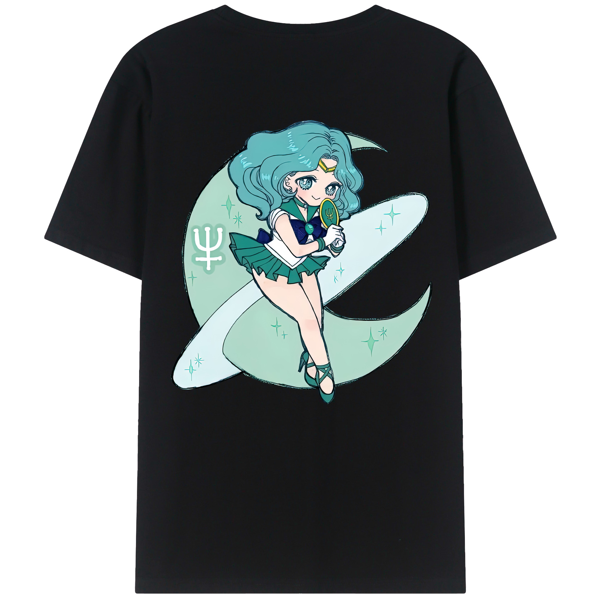 （画像用） 美少女戦士セーラームーン 海王 みちる（かいおう みちる） Sailor Moon Kaiou Michiru 綿100％ メンズ半袖Tシャツ（バックプリント） 通気性