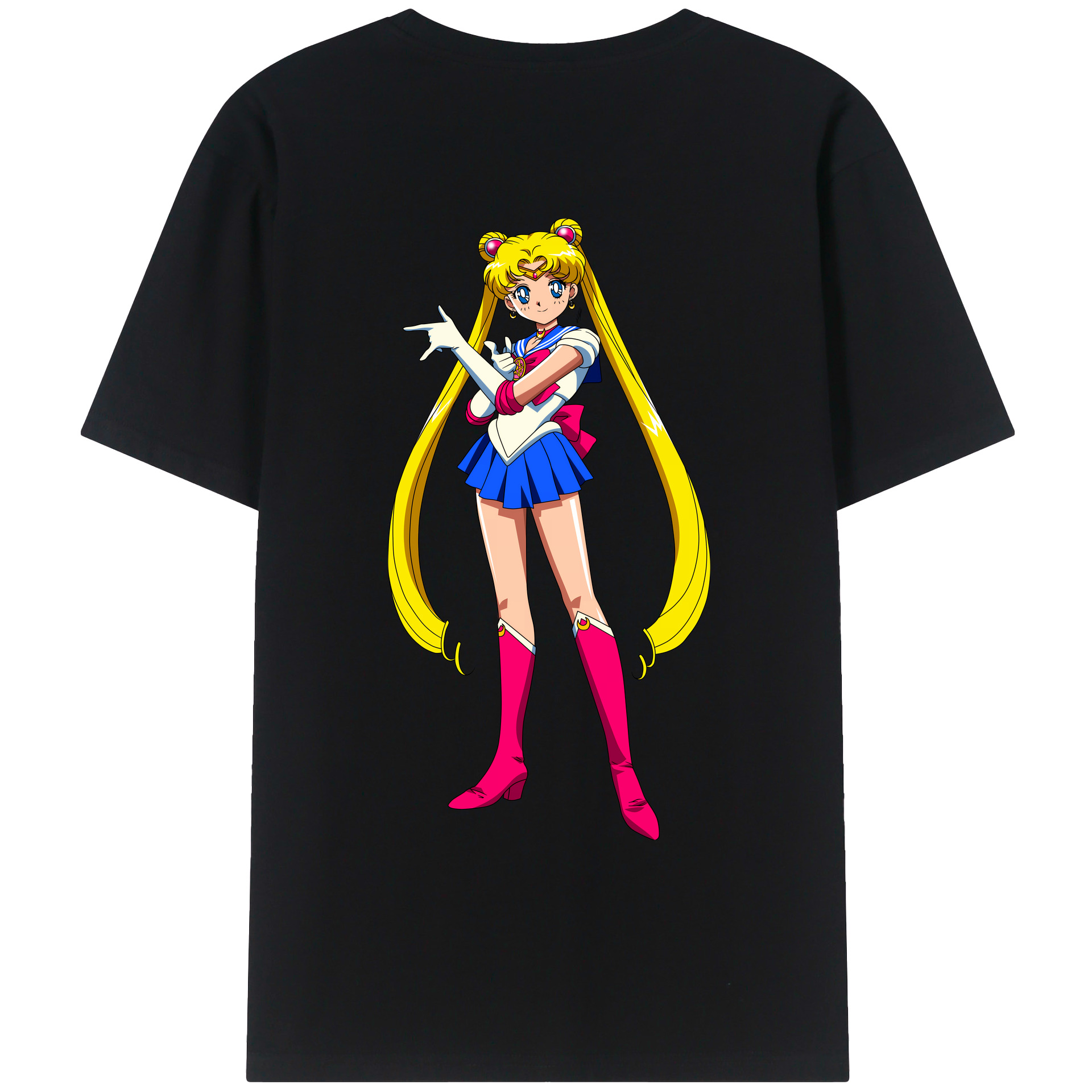 （画像用） 美少女戦士セーラームーン 月野 うさぎ つきの うさぎ Sailor Moon Tsukino Usagi 綿100％ メンズ半袖Tシャツ（バックプリント） 通気性