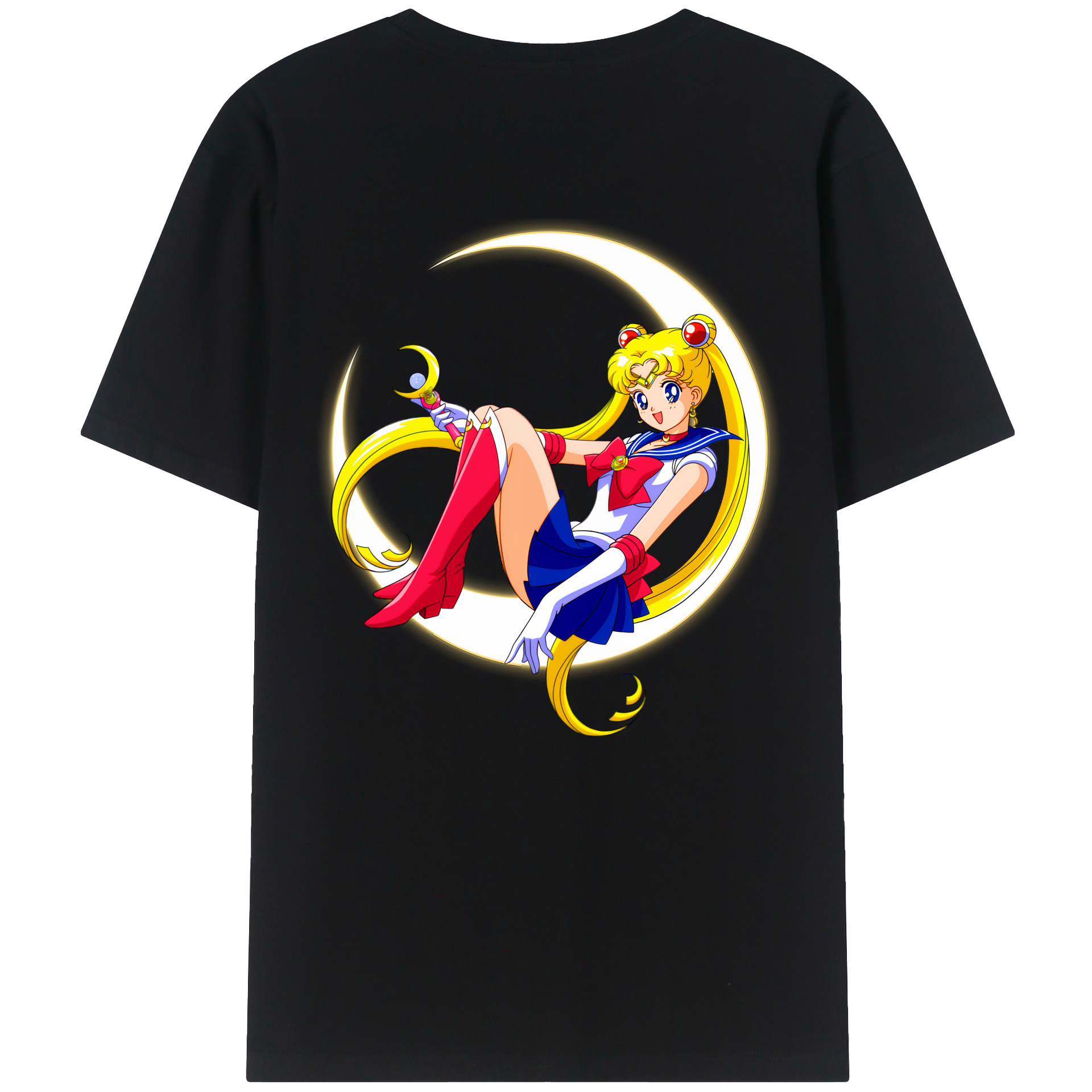 （画像用） 美少女戦士セーラームーン 月野 うさぎ つきの うさぎ Sailor Moon Tsukino Usagi 綿100％ メンズ半袖Tシャツ（バックプリント） 通気性